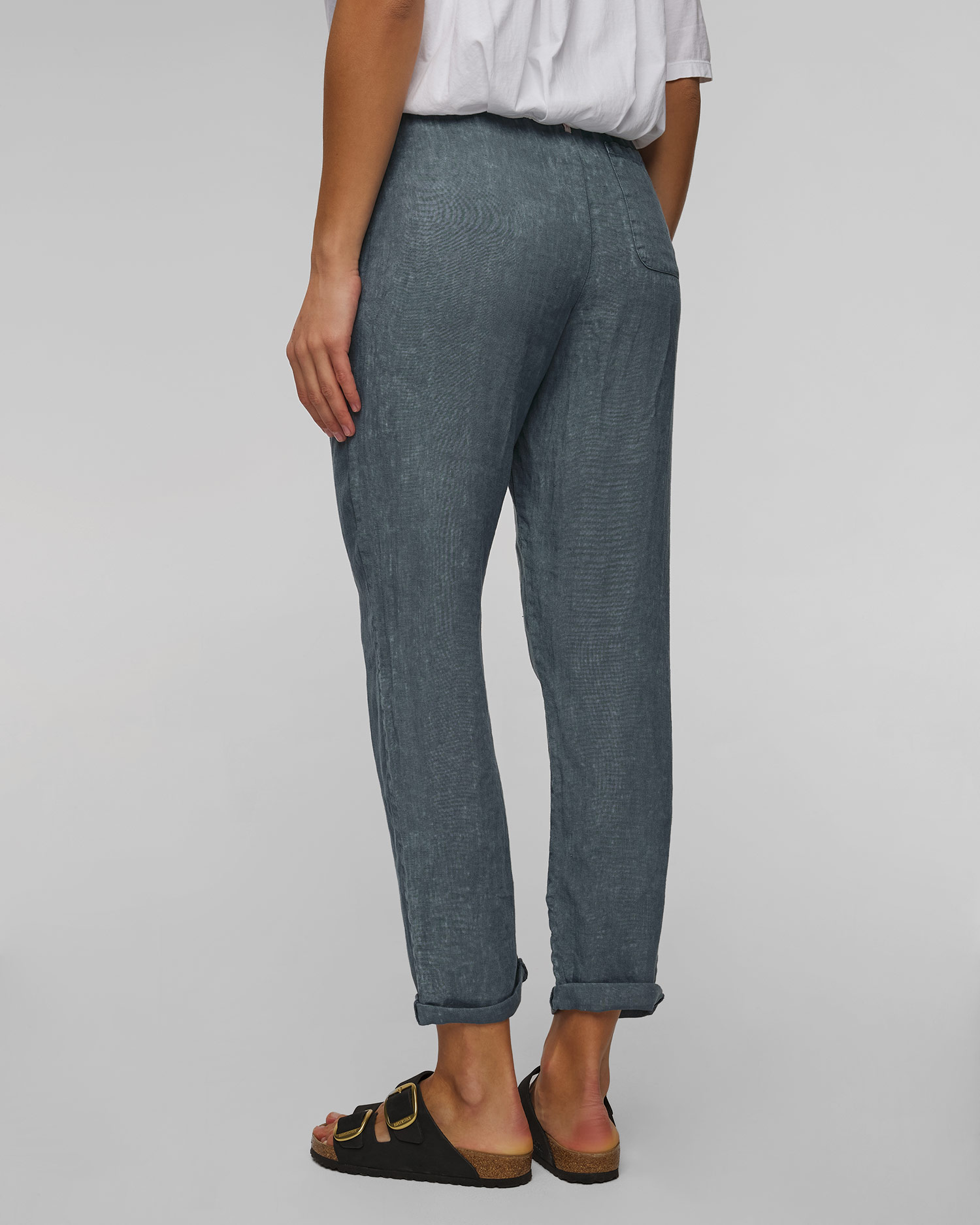 Dámske tyrkysové ľanové nohavice Deha