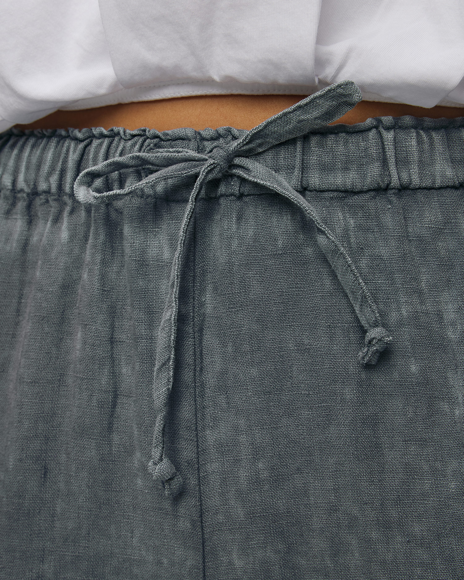 Dámske tyrkysové ľanové nohavice Deha