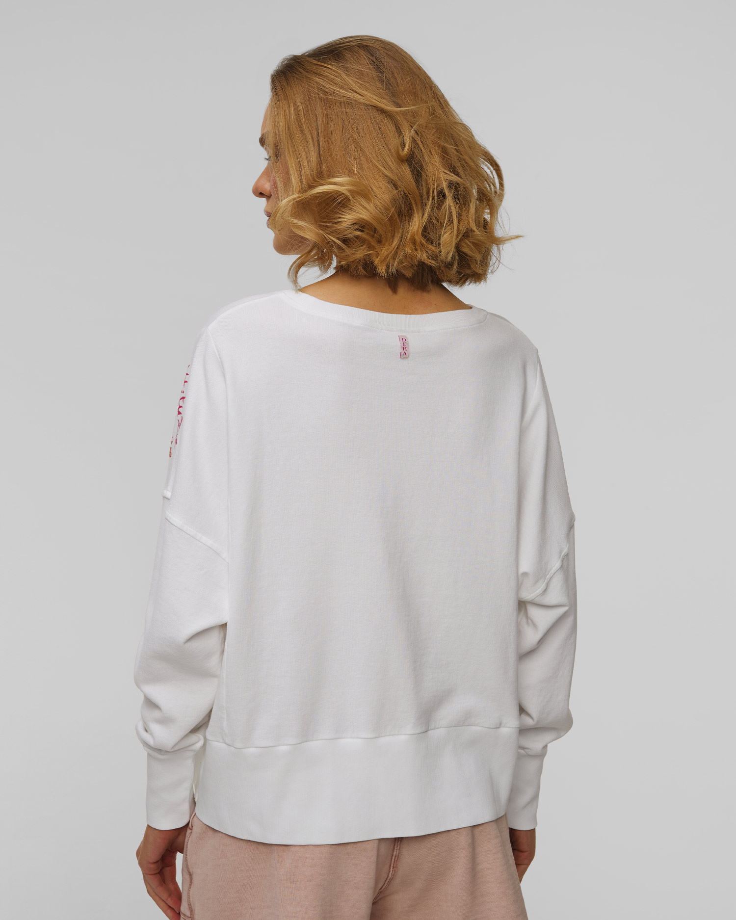 Bílá dámská mikina z organické bavlny s potiskem Deha