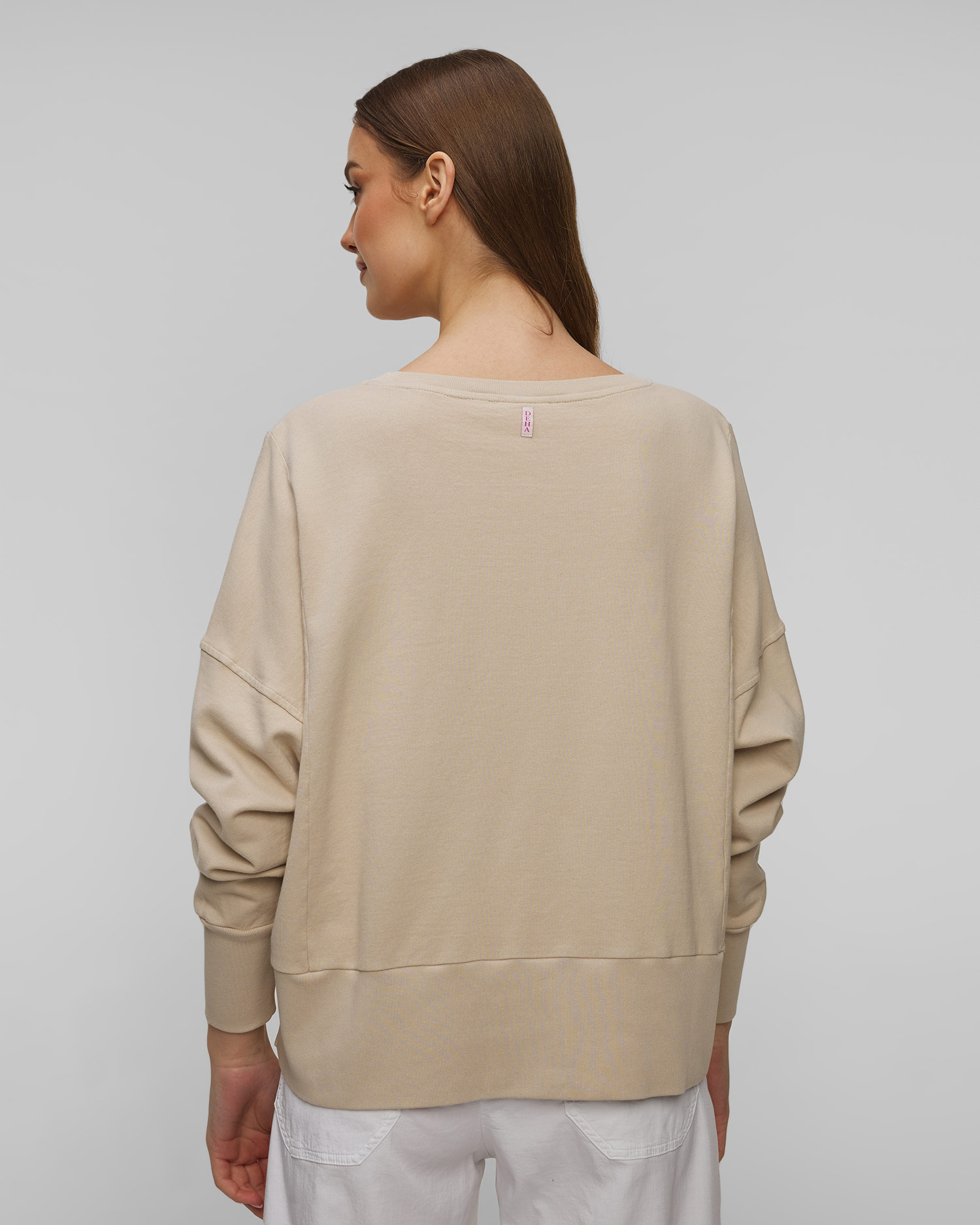 Dámská mikina z organické bavlny s potiskem Deha v Béžovém Barevném Odstínu