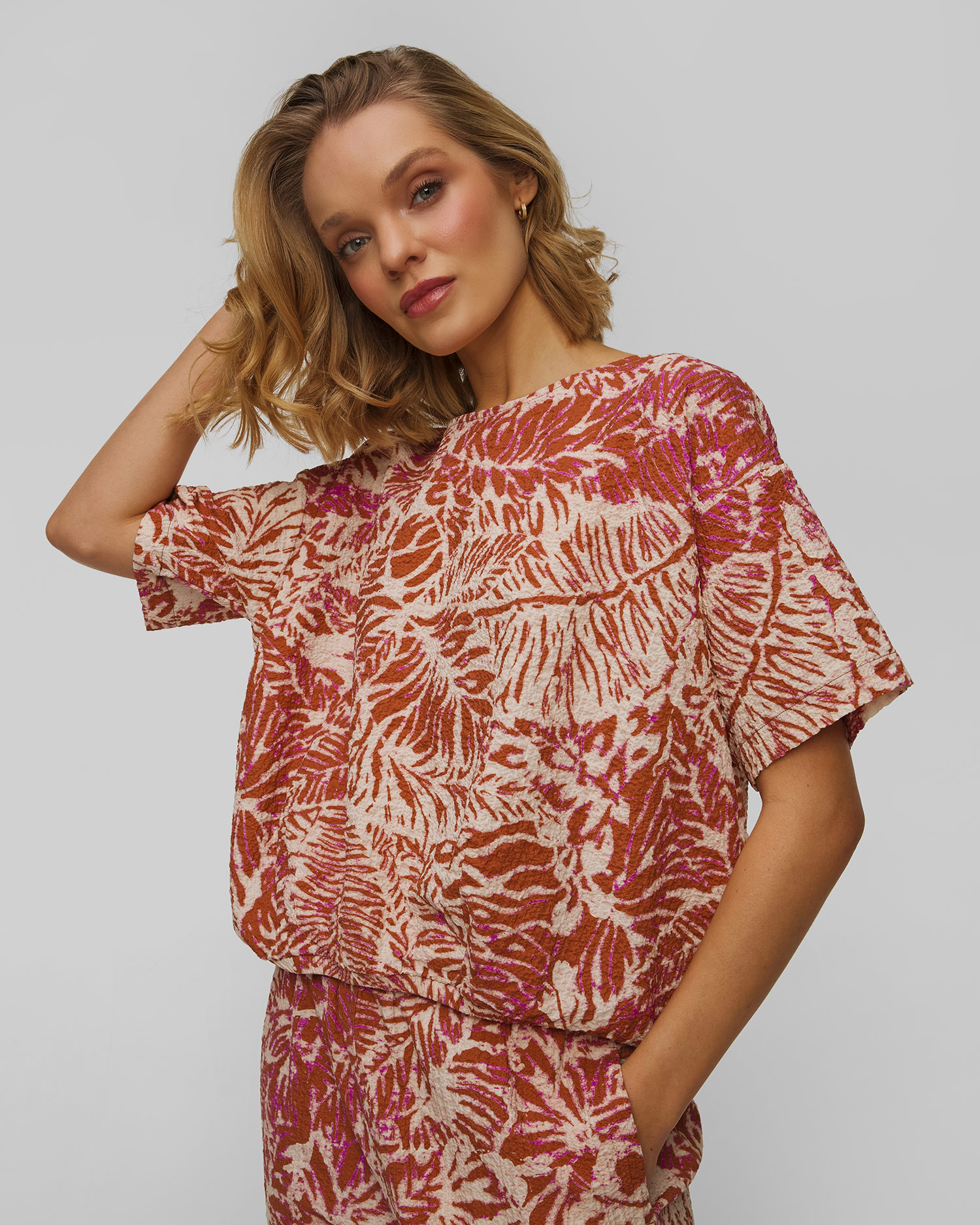 Top seersucker damski Deha, Color/Pattern: Multikolor,Print