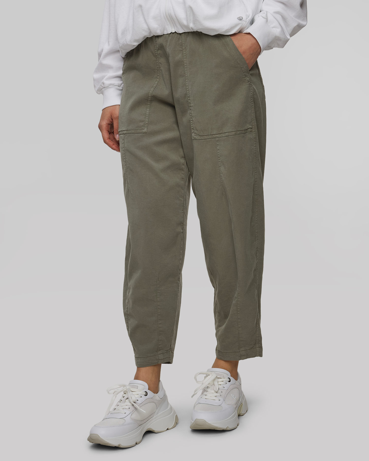 Dámské khaki kalhoty s obsahem lyocellu Deha, Barva/Vzor: Zielony