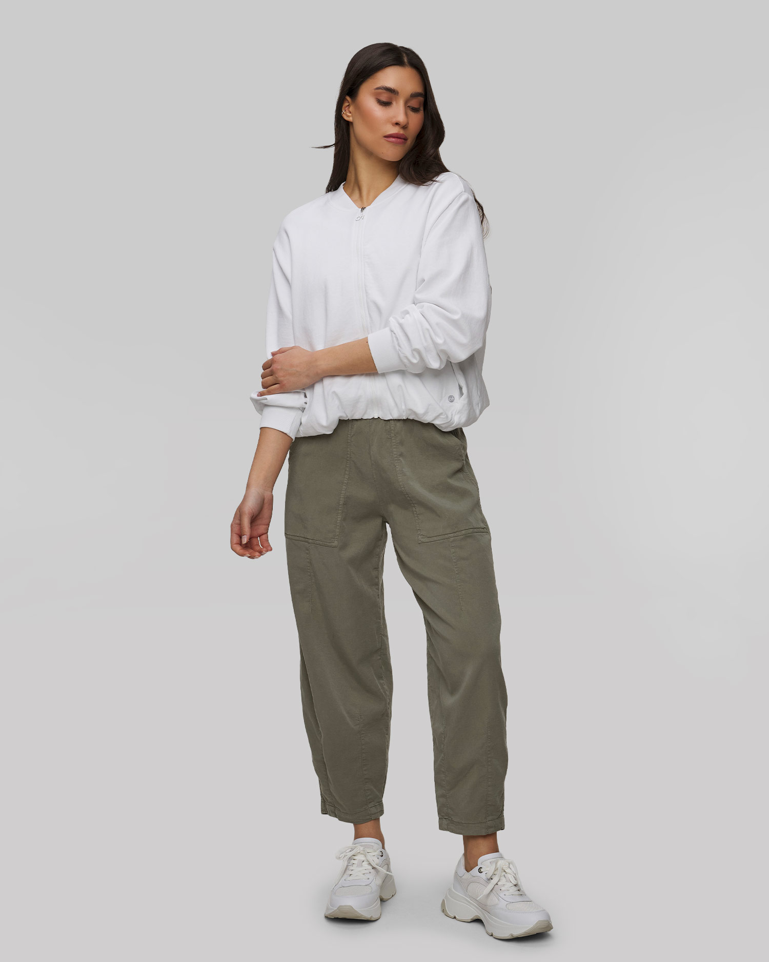 Felpa bianca con cerniera da donna Deha