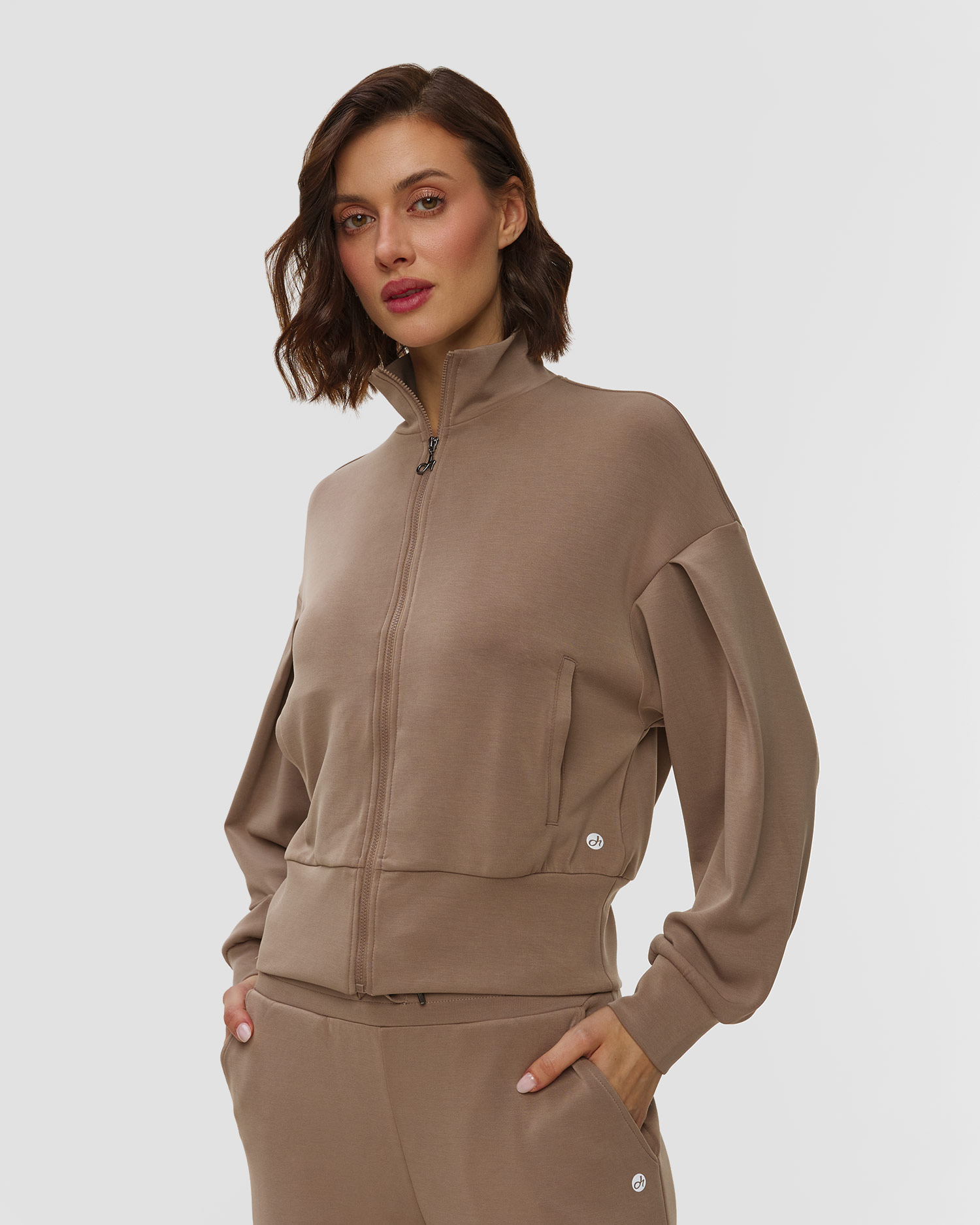 Deha Damen-Sweatshirt aus Modal mit Reißverschluss
