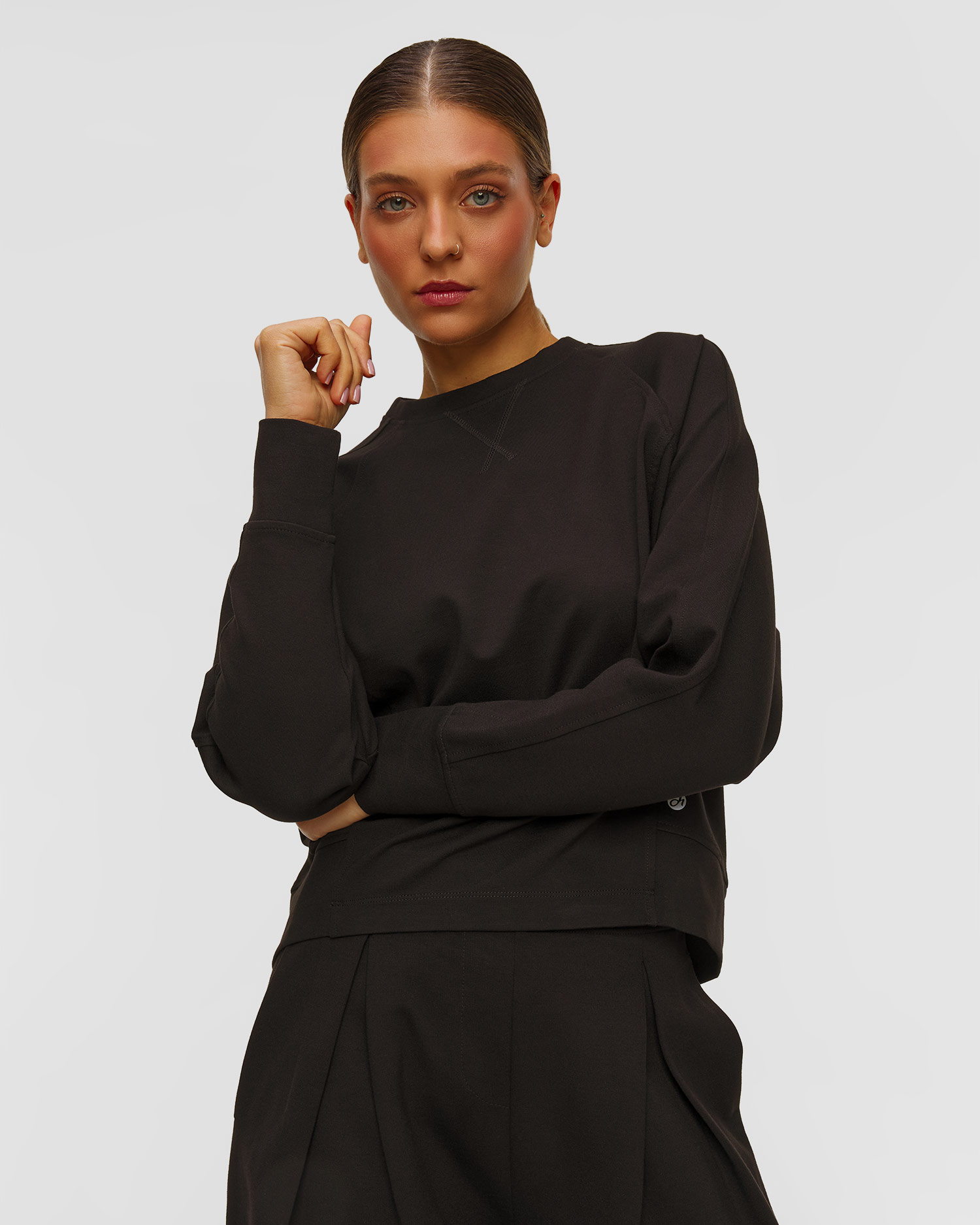 Deha Damen-Sweatshirt in Schwarz, Farbe/Muster: Czarny