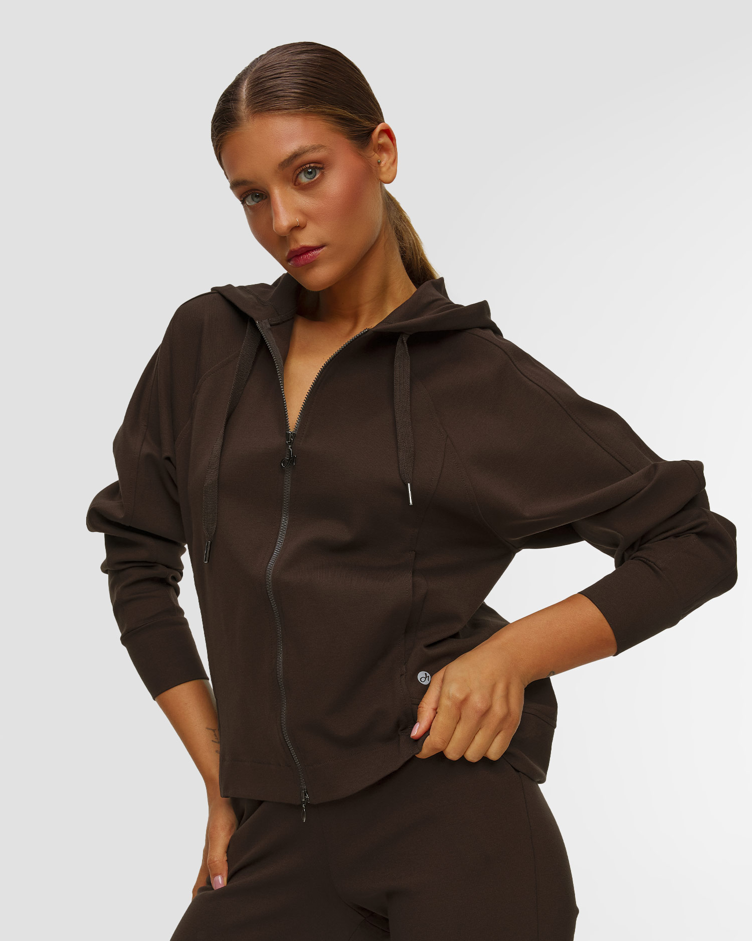 Deha Kapuzensweatshirt für Damen in Dunkelbraun, Farbe/Muster: Brązowy