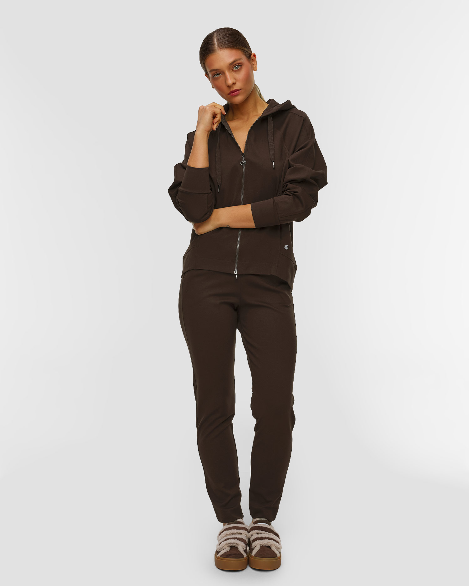 Women's dark brown hoodie Deha