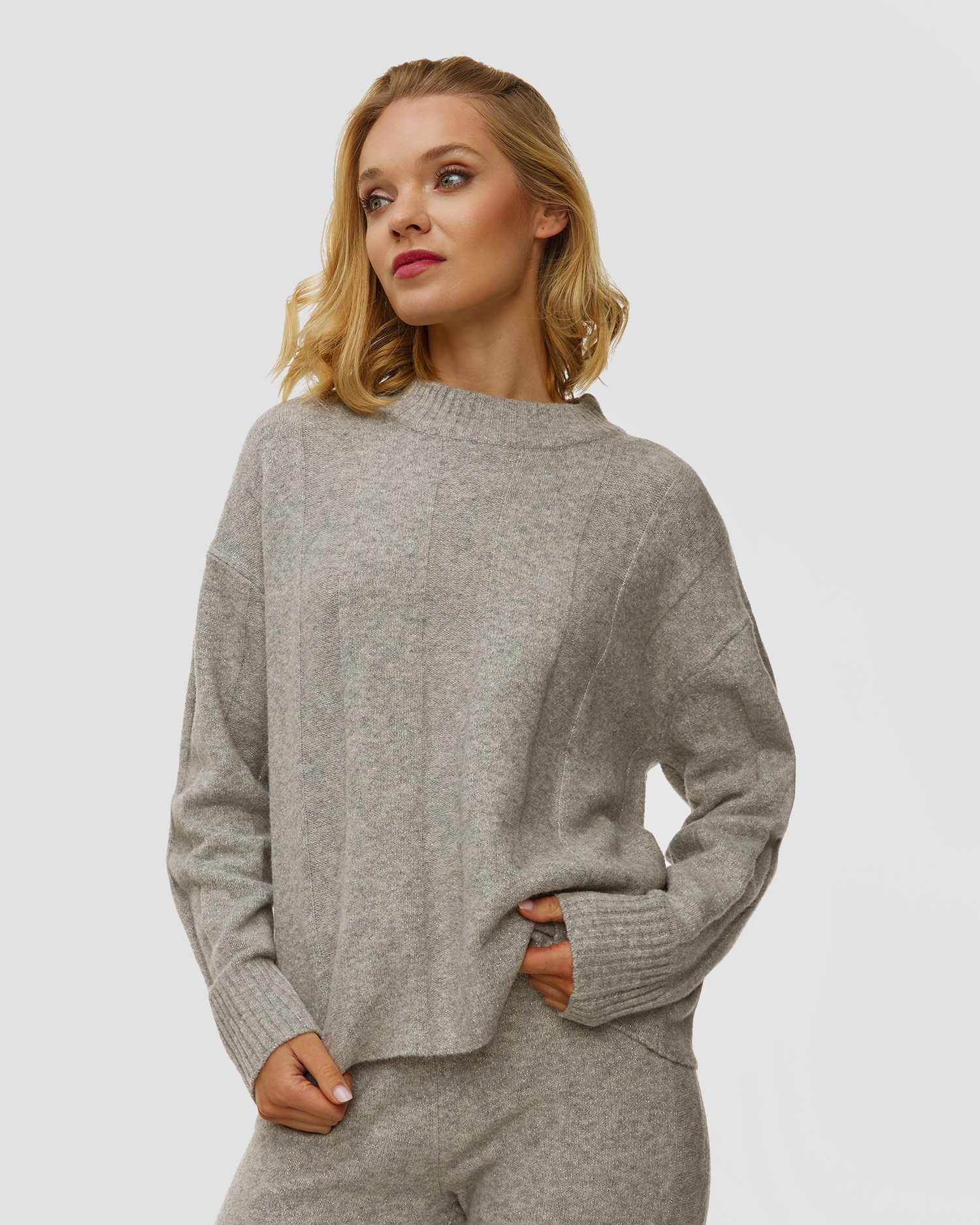 Pull avec laine gris pour femmes Deha, Couleur: Szary