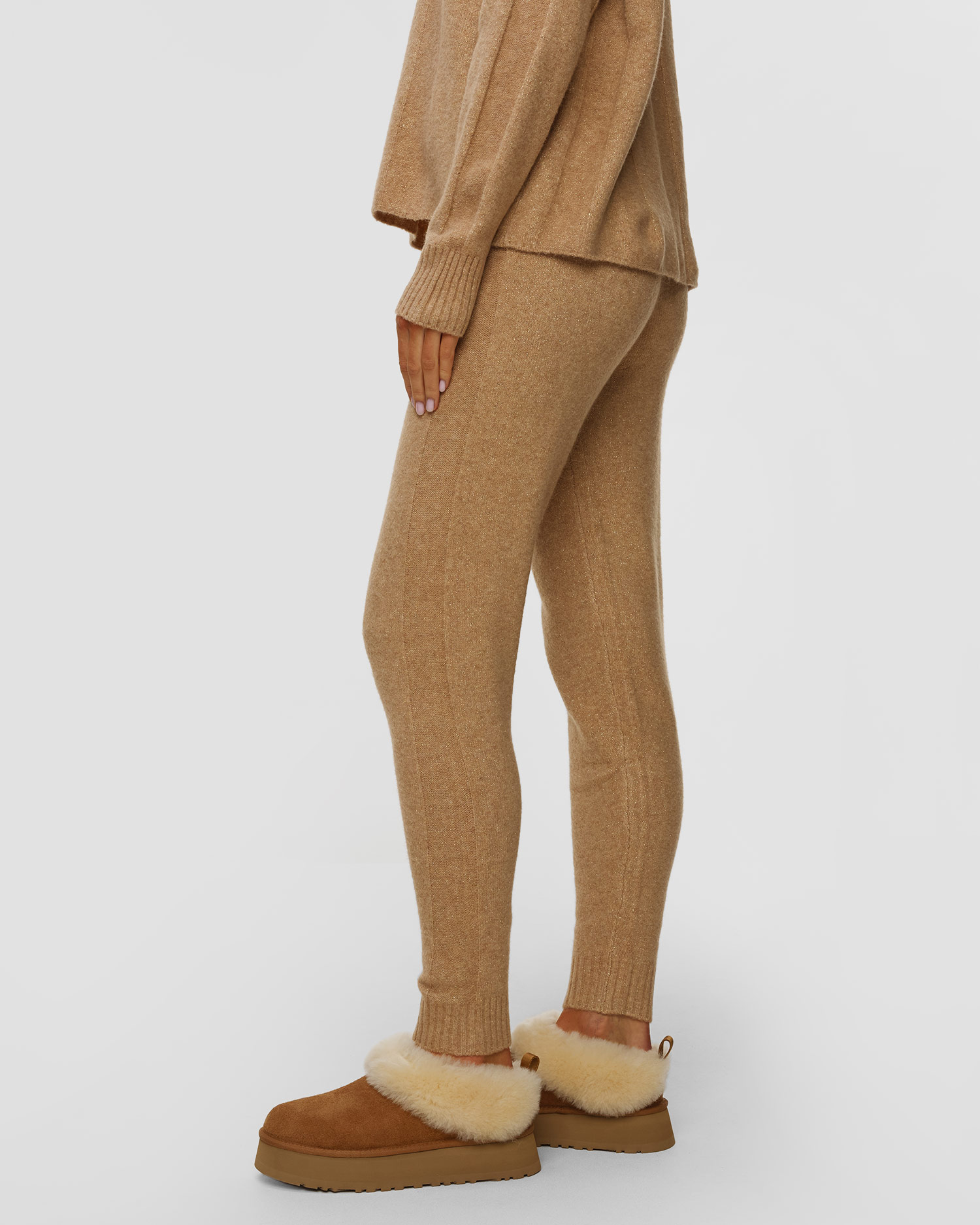 Pantalon en tricot avec laine beige pour femmes Deha