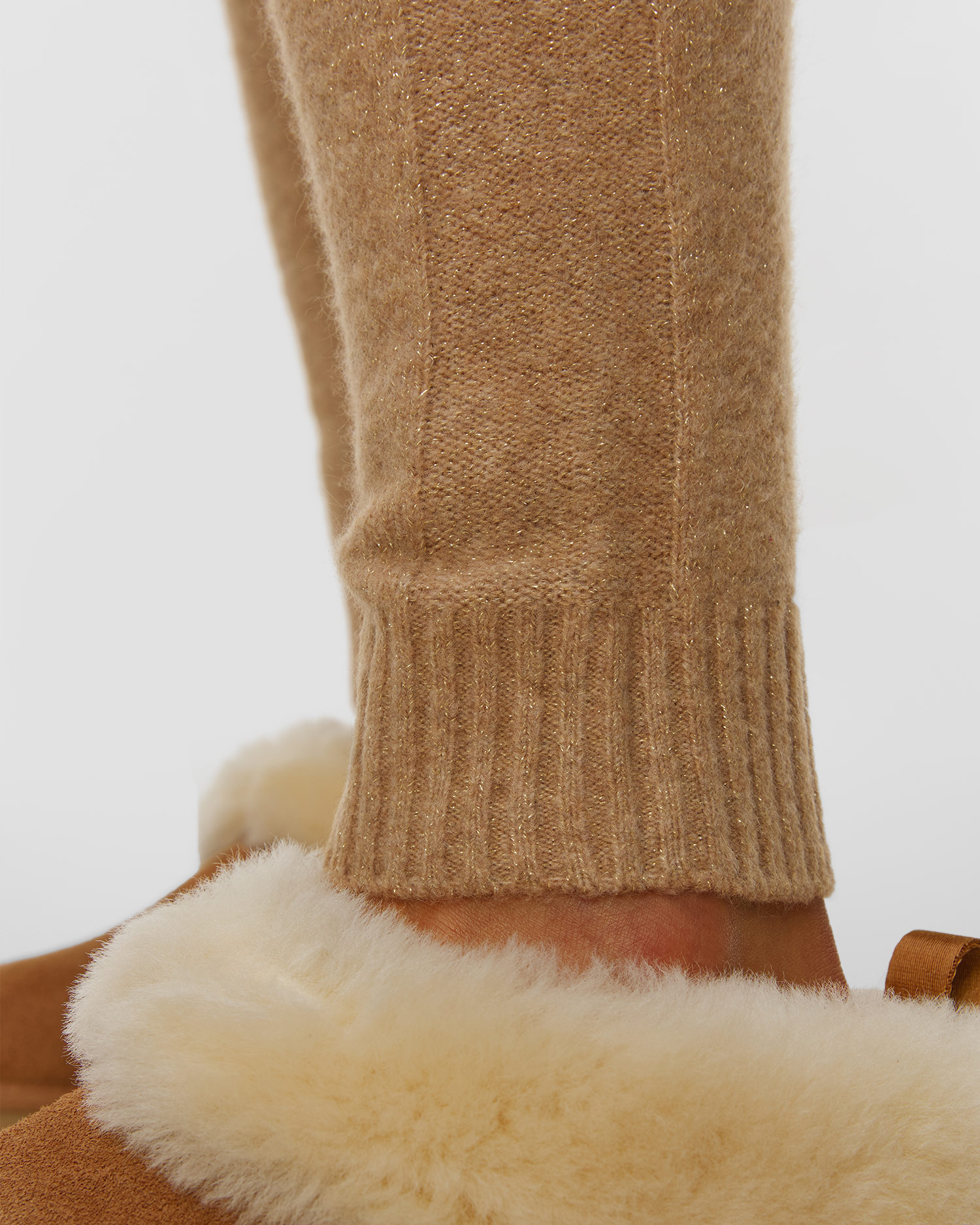 Pantalon en tricot avec laine beige pour femmes Deha