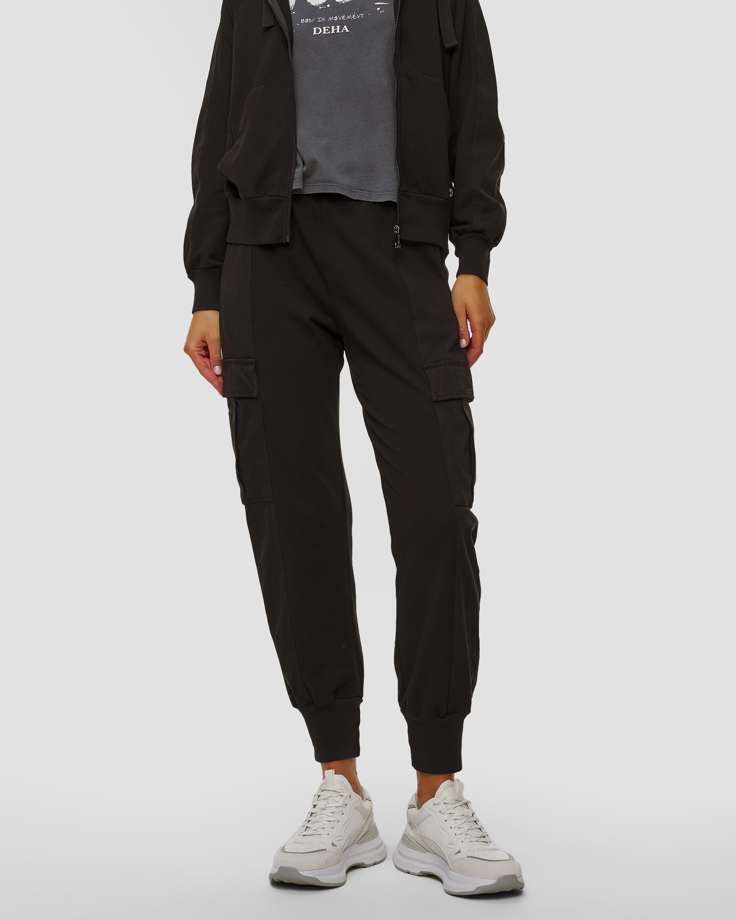 Pantaloni cargo neri in modal da donna Deha