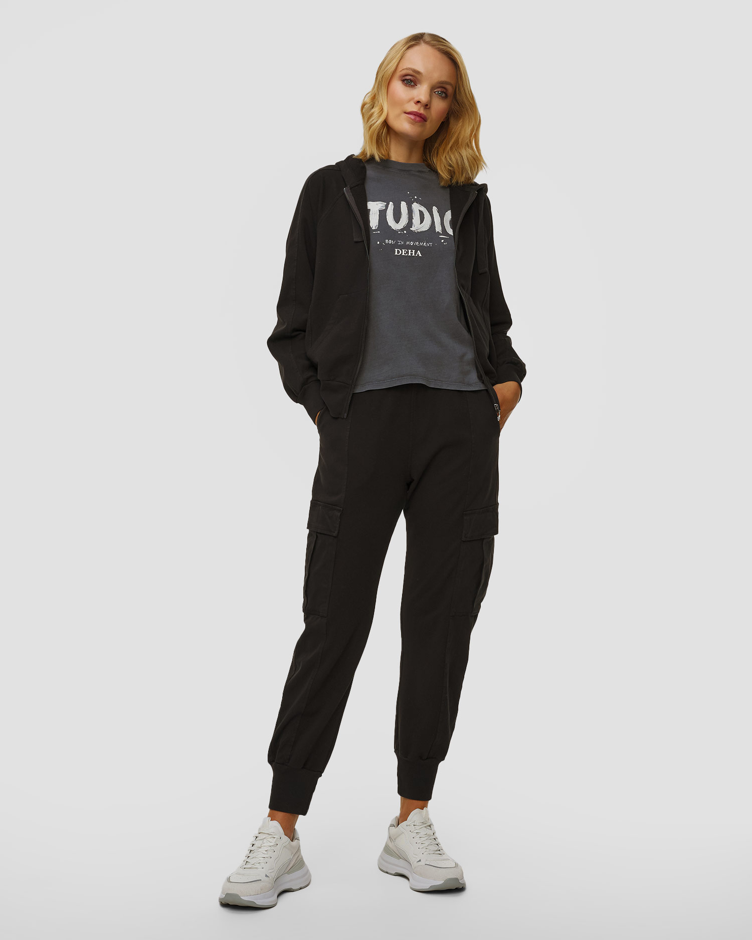 Pantaloni cargo neri in modal da donna Deha