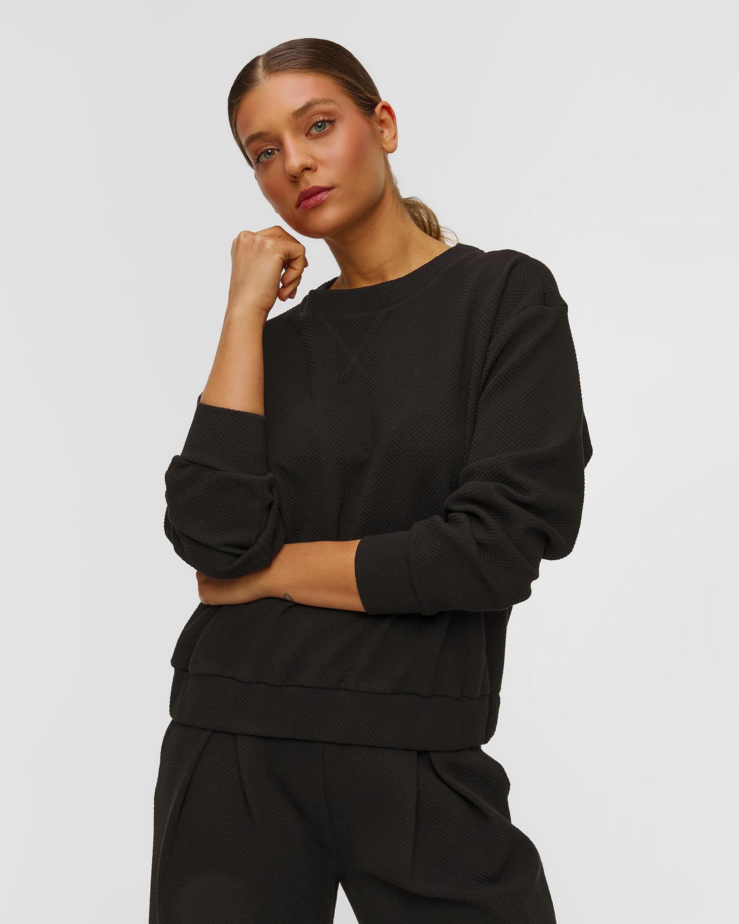 Deha Damen-Sweatshirt in Schwarz, Farbe/Muster: Czarny