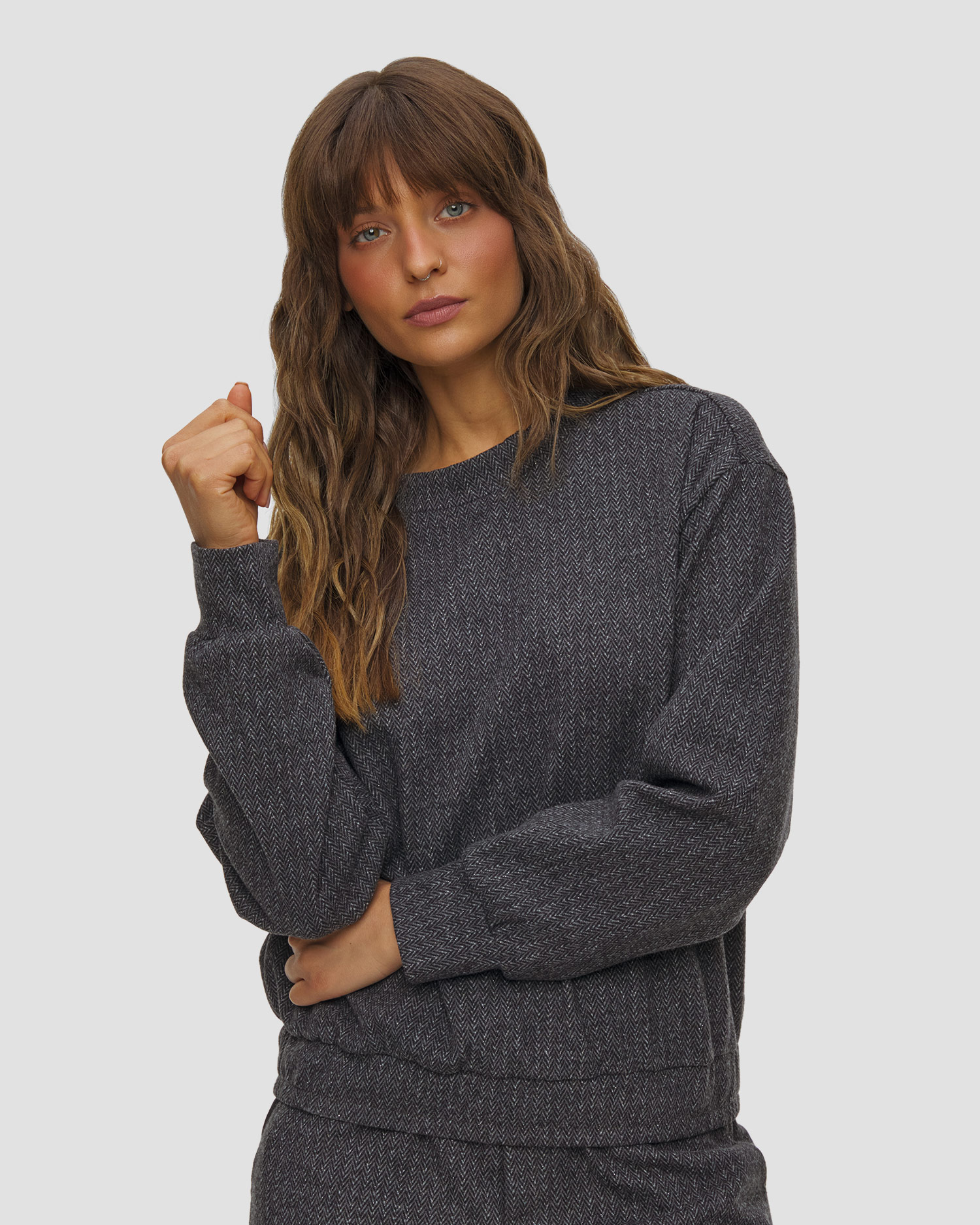 Sweat-shirt à motif jacquard pour femmes Deha, Couleur: Szary