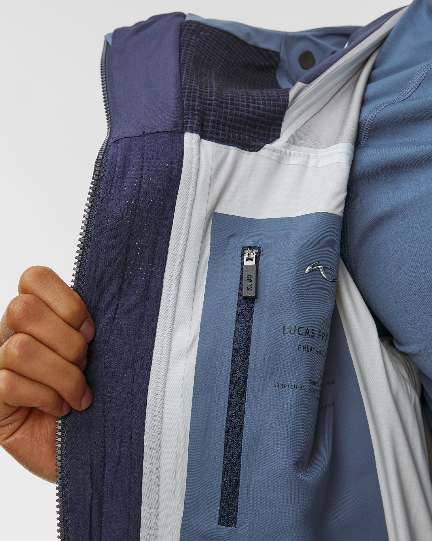 Giacca hardshell da sci da uomo Kjus Men Lucas FRX Shell Jacket blu scuro