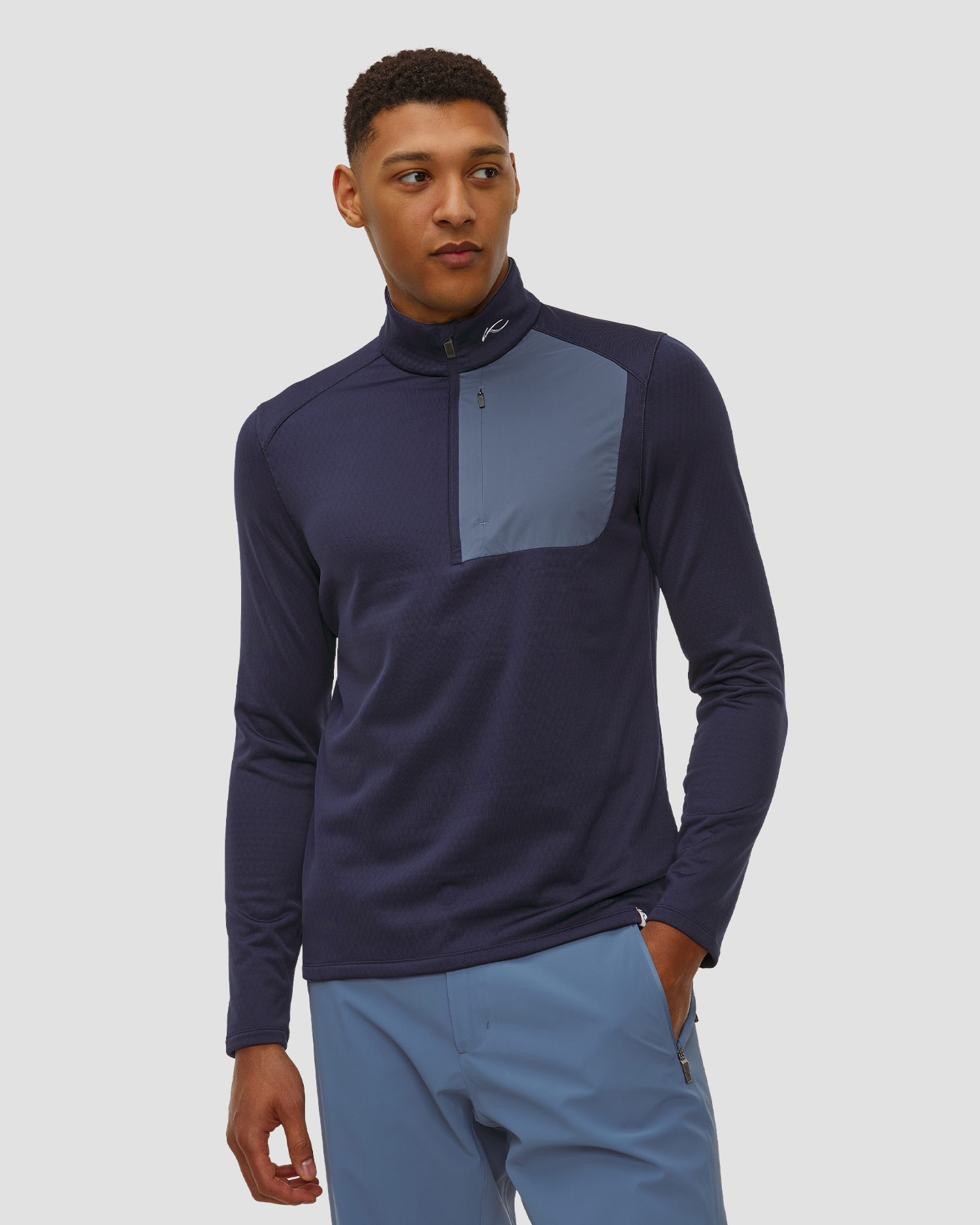 Sweat-shirt midlayer bleu marine pour hommes Kjus Men Hydro Midlayer