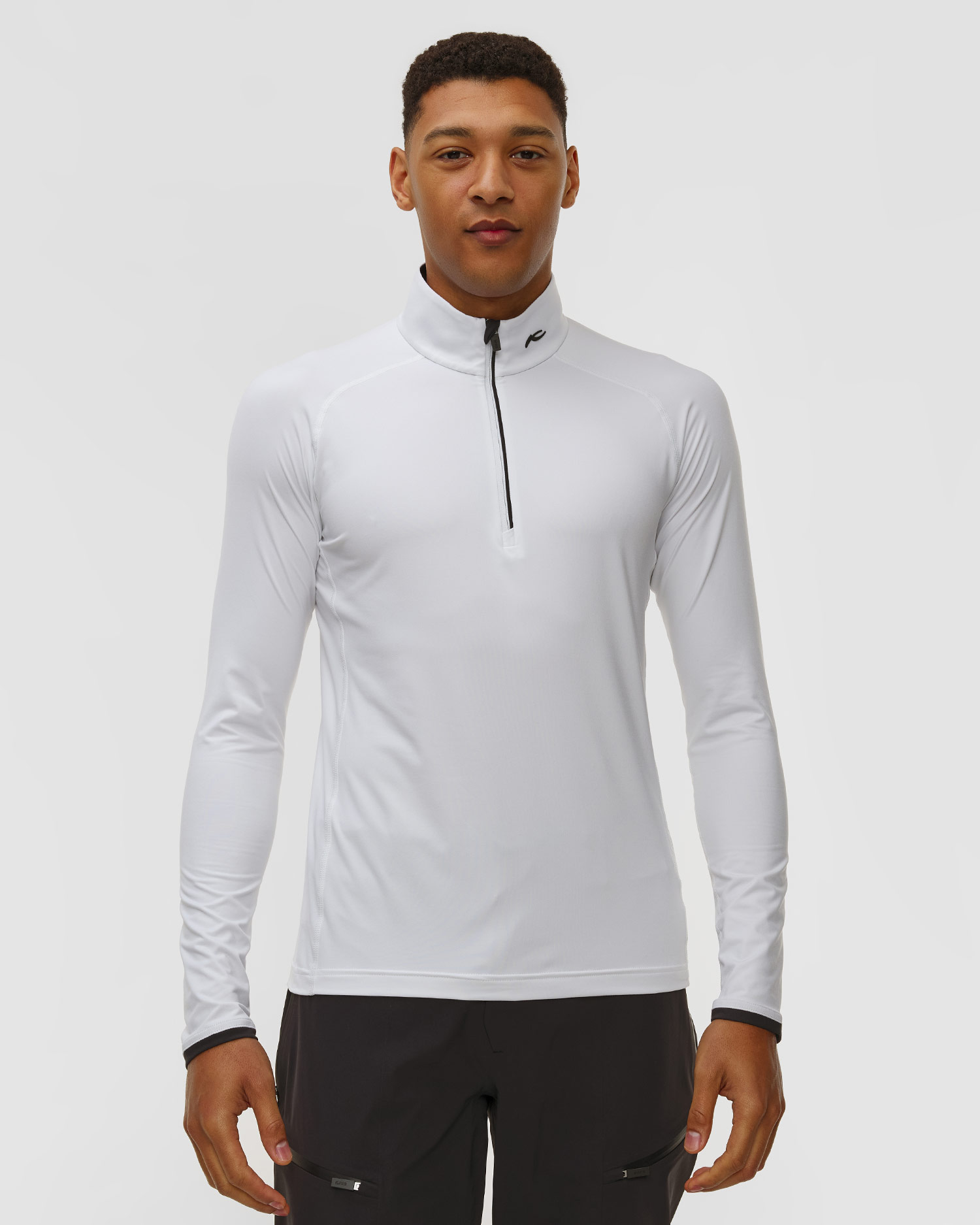 Pánská funkční mikina Kjus Men Feel Half-Zip v bílé barvě