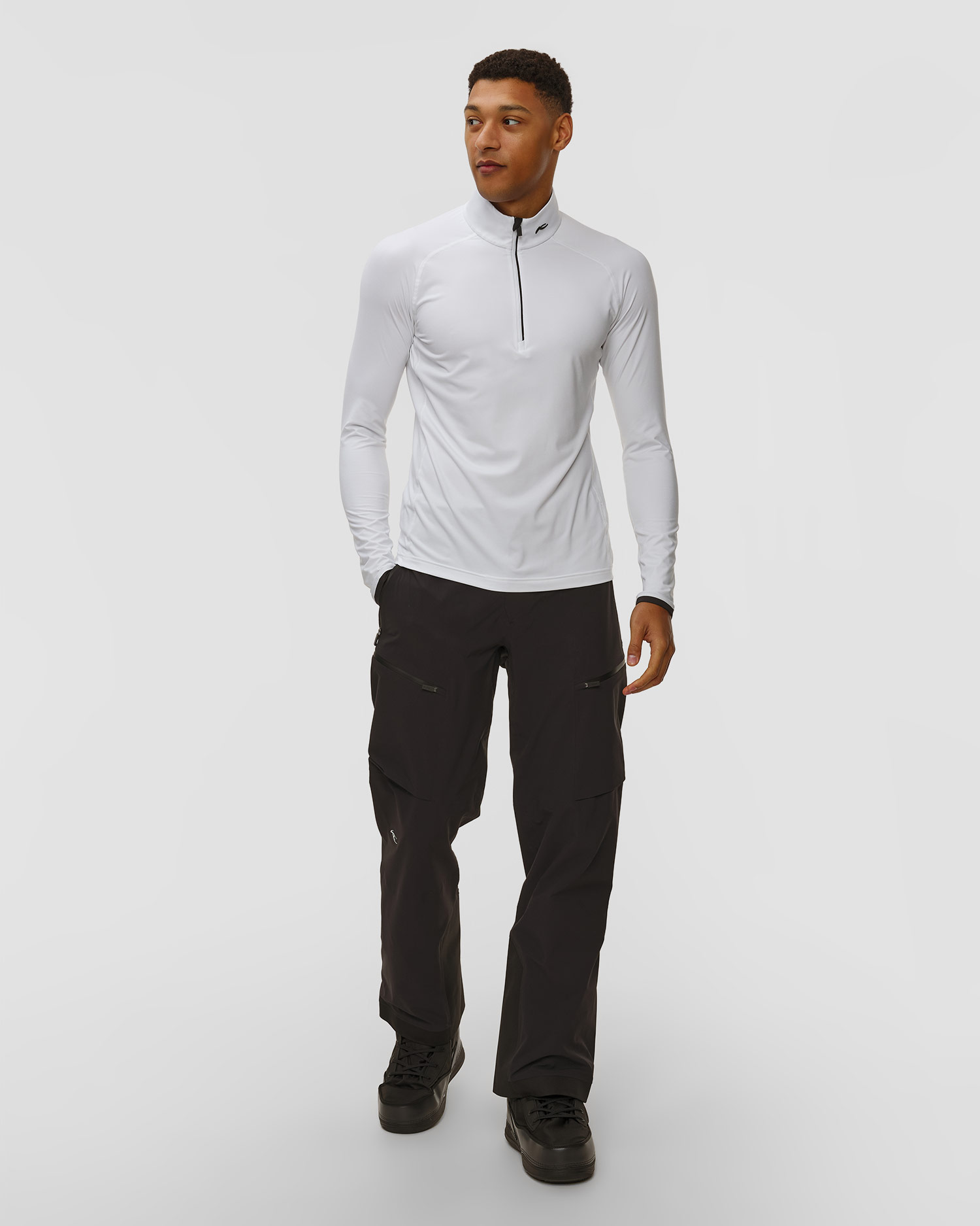 Pánská funkční mikina Kjus Men Feel Half-Zip v bílé barvě