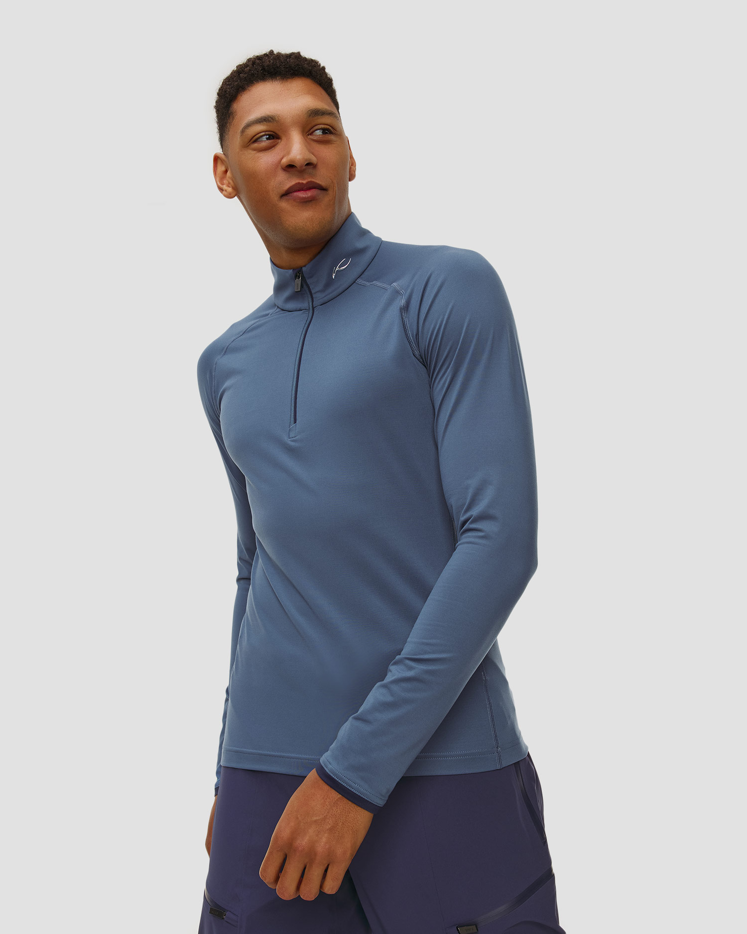 Sweat-shirt midlayer bleu marine clair pour hommes Kjus Men Feel Half-Zip