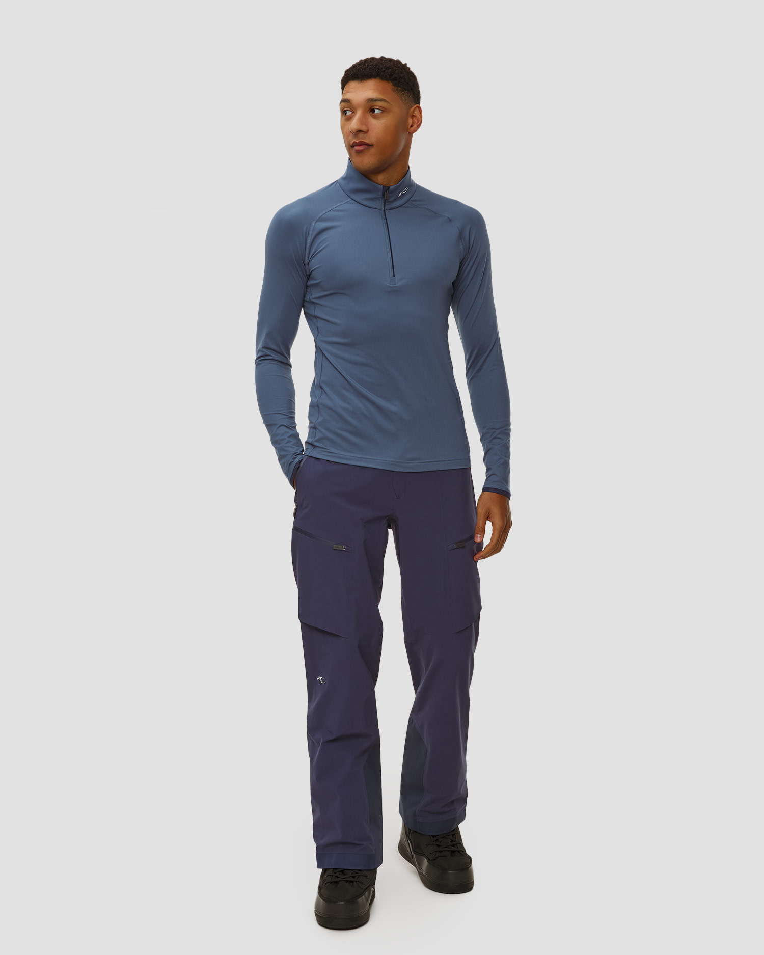 Sweat-shirt midlayer bleu marine clair pour hommes Kjus Men Feel Half-Zip