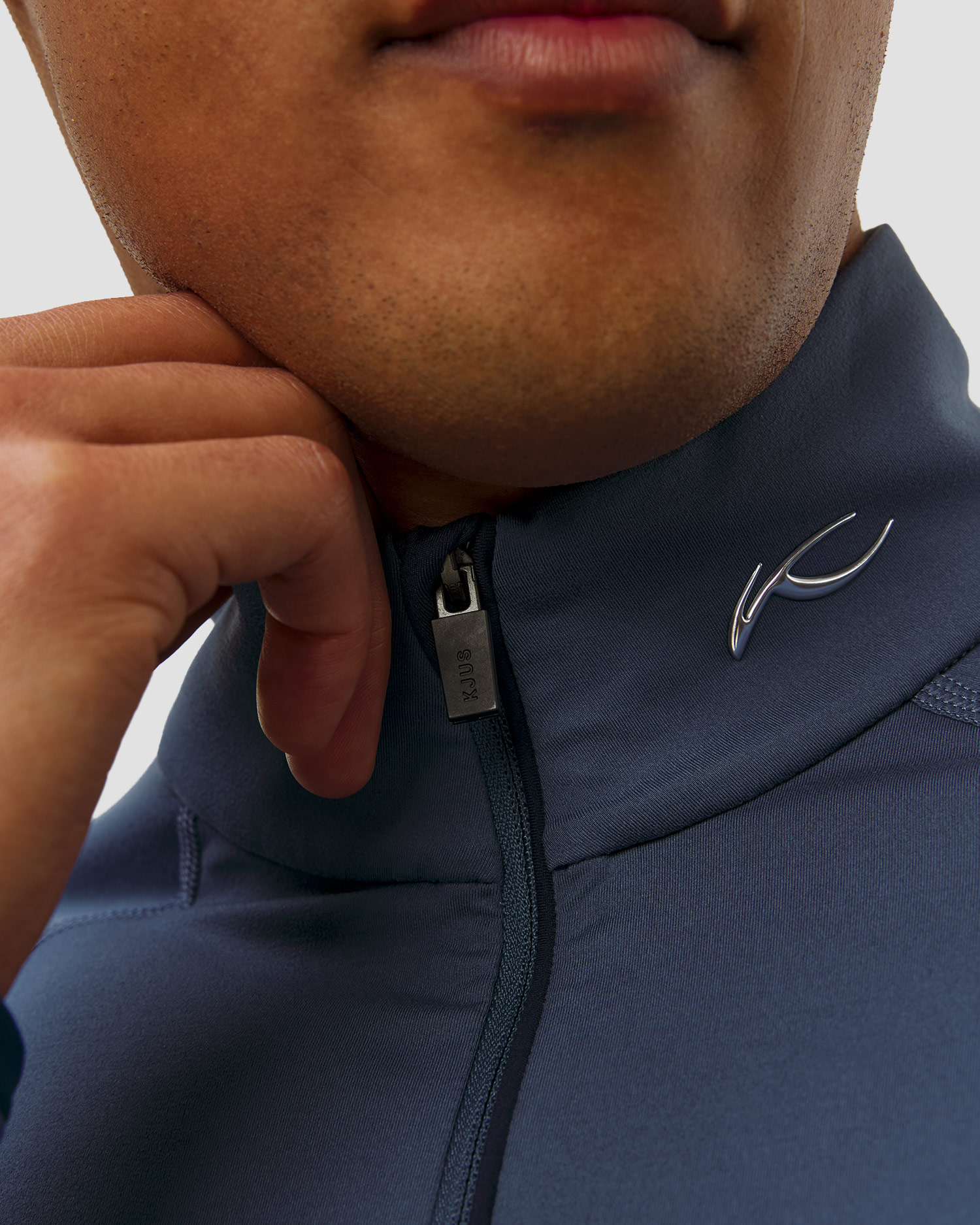 Sweat-shirt midlayer bleu marine clair pour hommes Kjus Men Feel Half-Zip