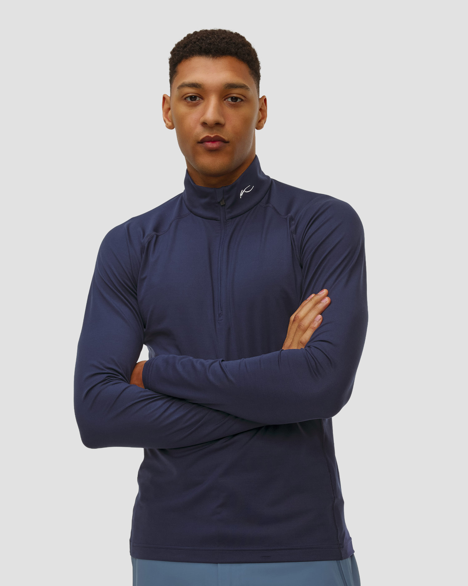 Sweat-shirt midlayer bleu marine pour hommes Kjus Men Feel Half-Zip
