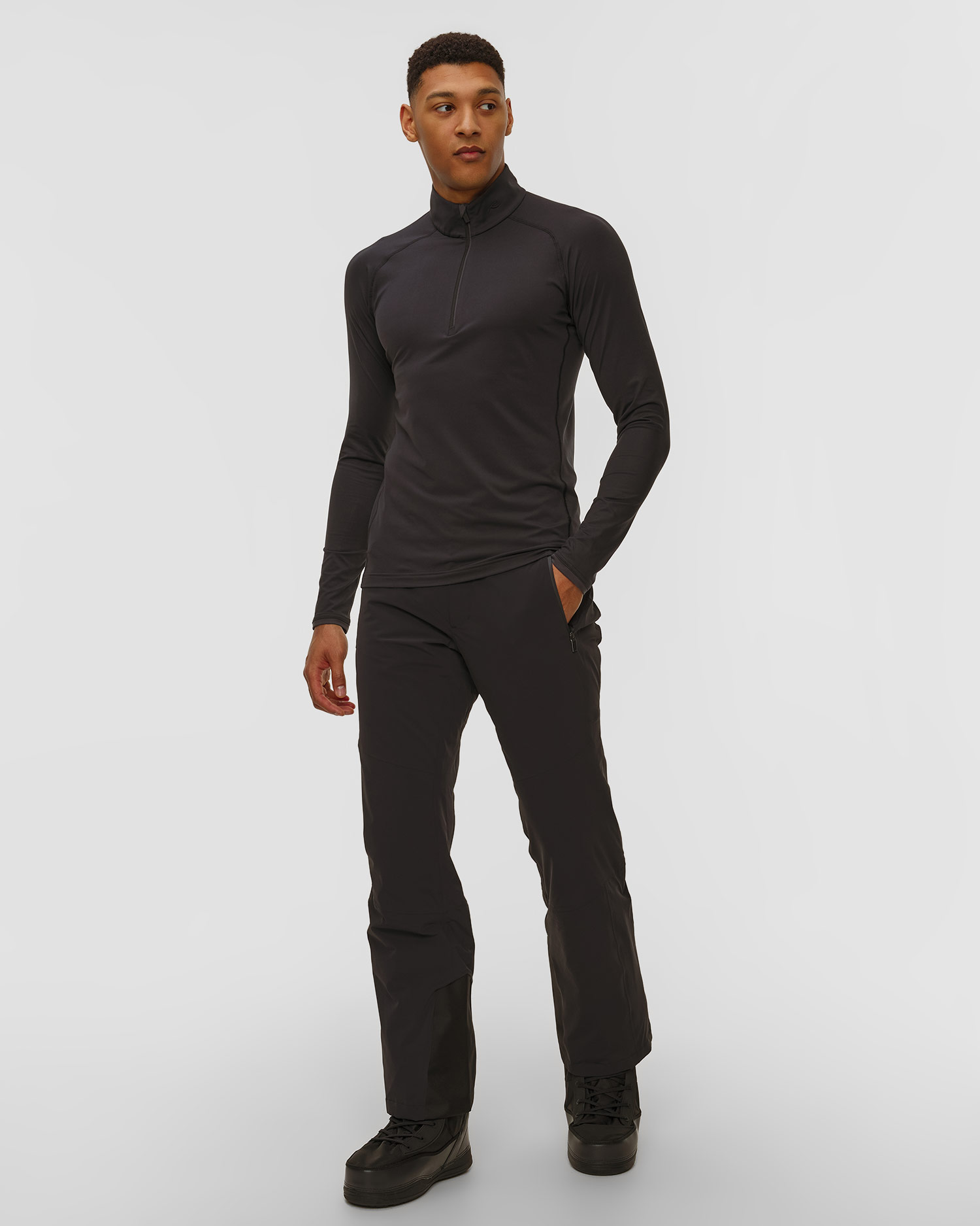 Sweat-shirt midlayer noir pour hommes Kjus Men Feel Half-Zip