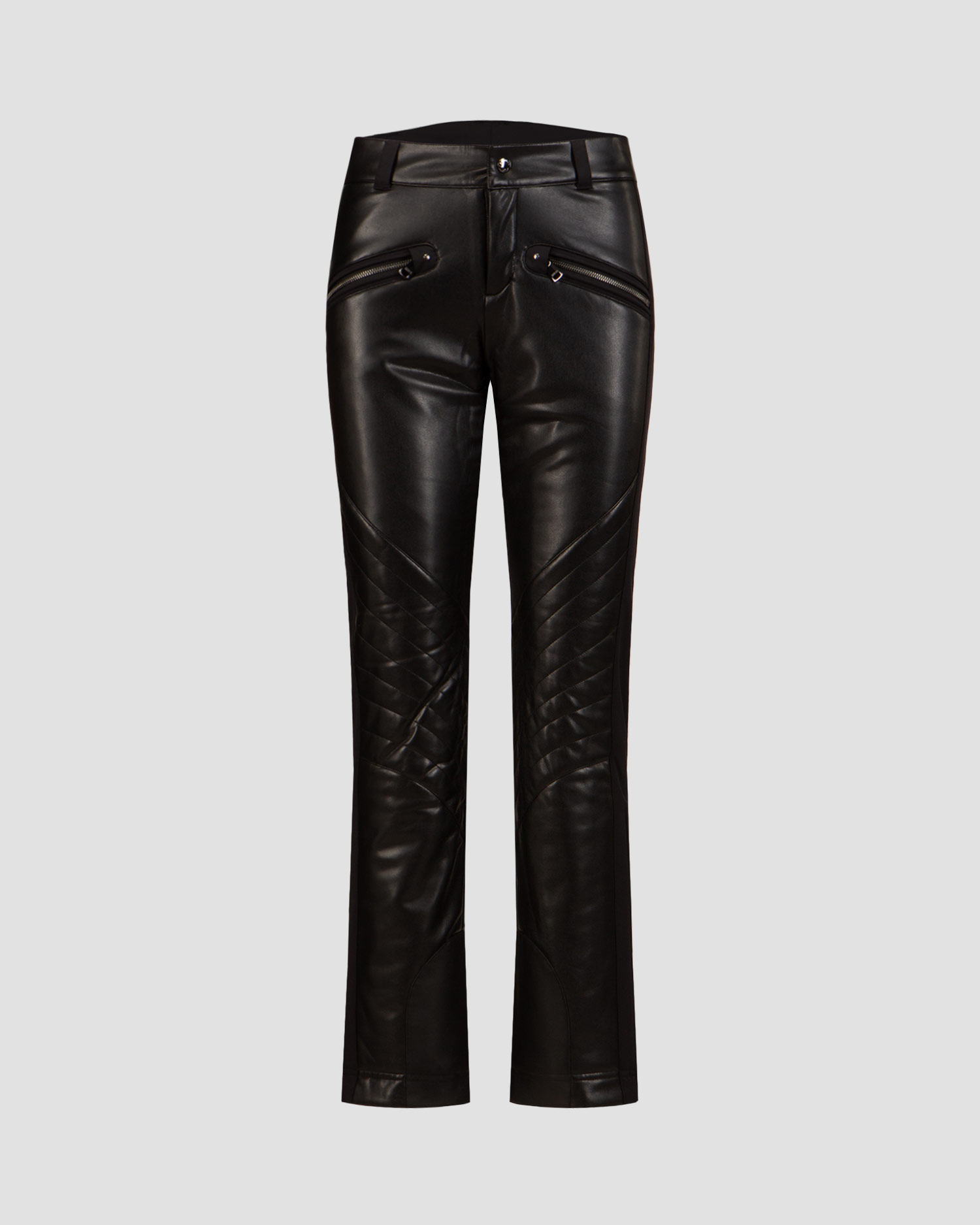 Czarne spodnie narciarskie damskie BOGNER Tory z imitacji skóry