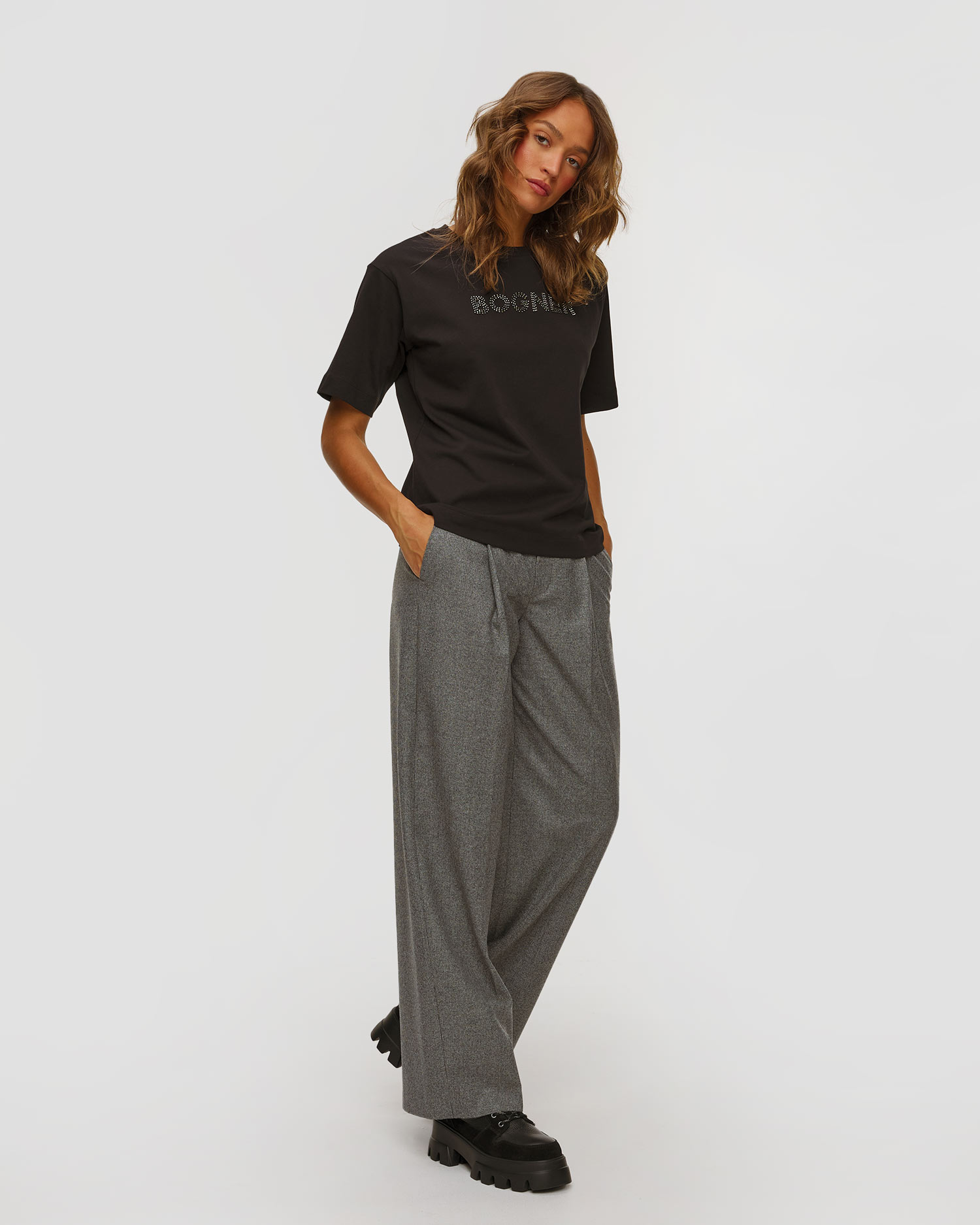 Dámské šedé vlněné kalhoty BOGNER Ella-1