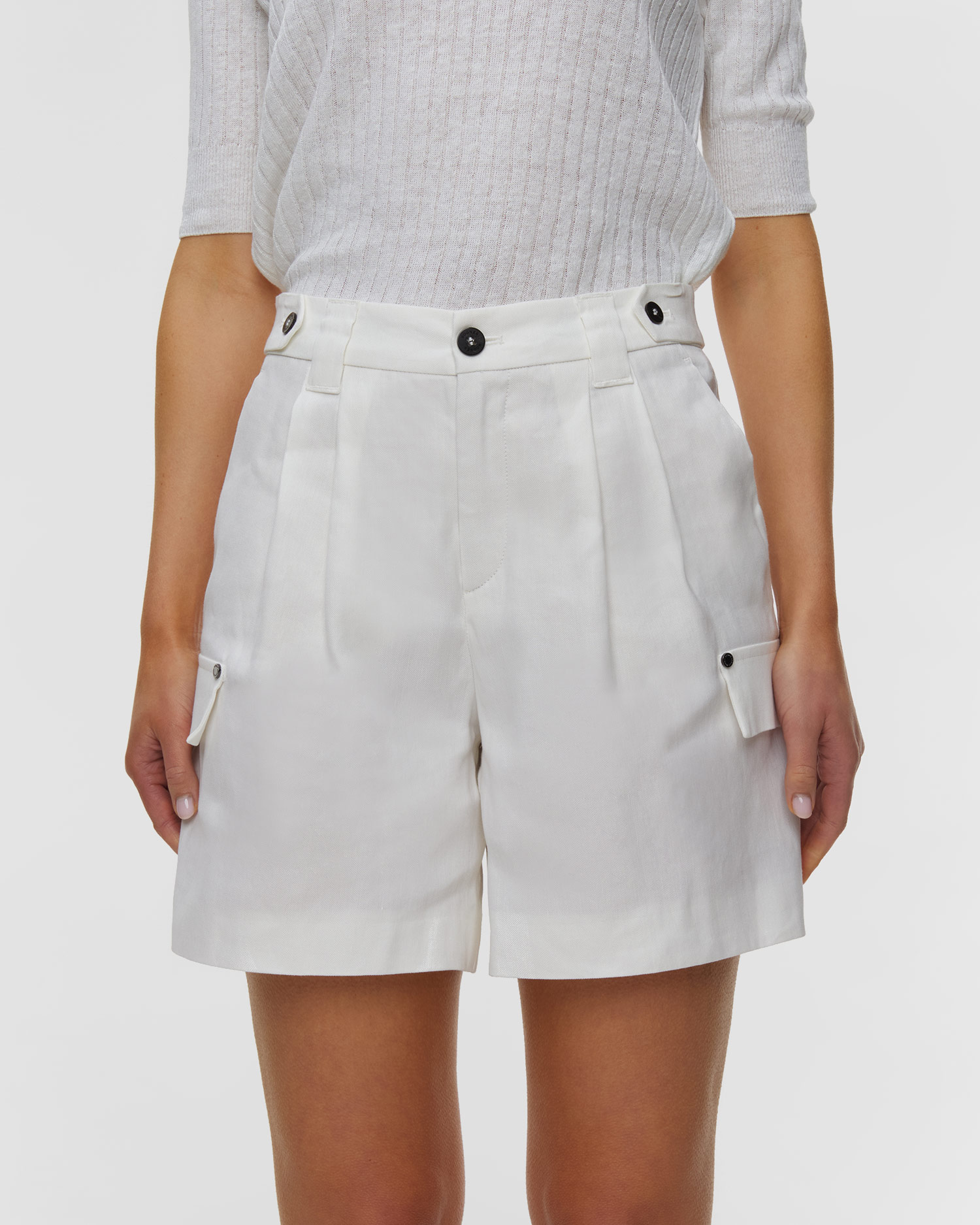 Shorts in lino da donna BOGNER HANNY, Colore/Disegno: Biały