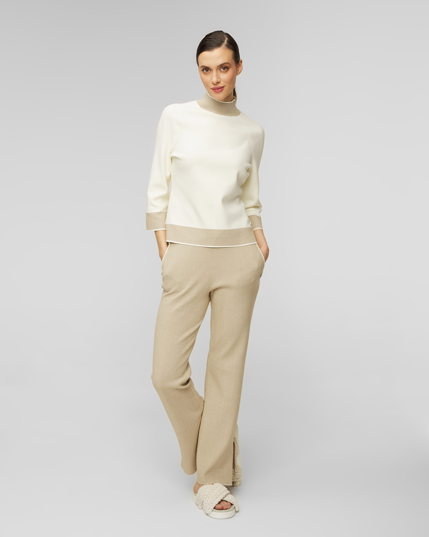 Béžové dámské kalhoty z viskózy BOGNER Manon