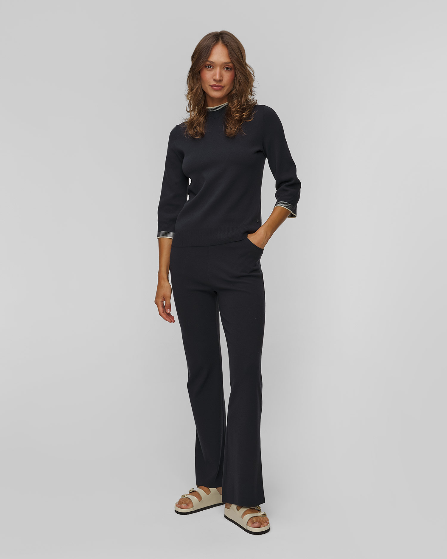 Pantaloni din viscoză tricotați bleumarin pentru femei BOGNER Benette