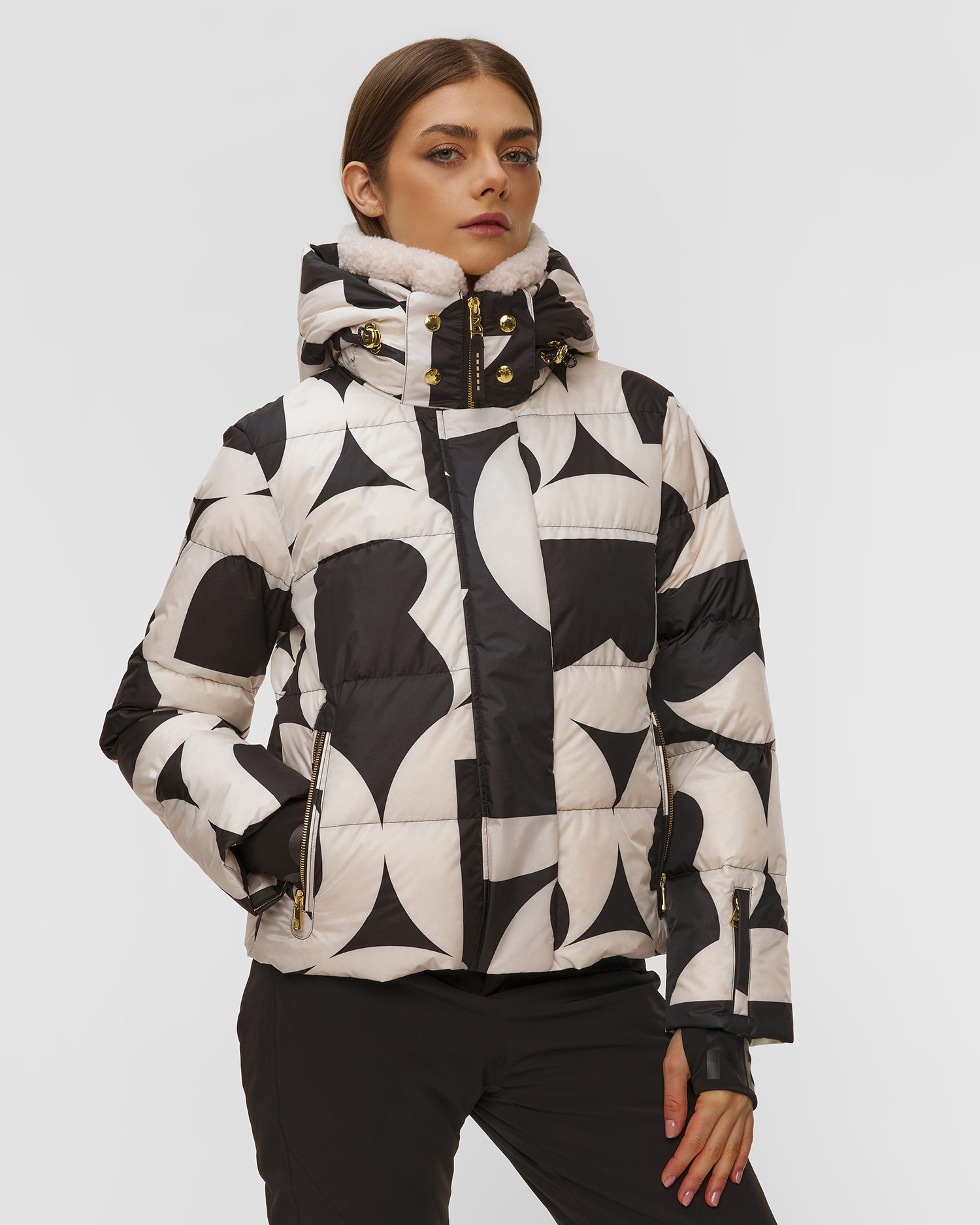 Černobílá dámská prošívaná lyžařská bunda BOGNER Maja