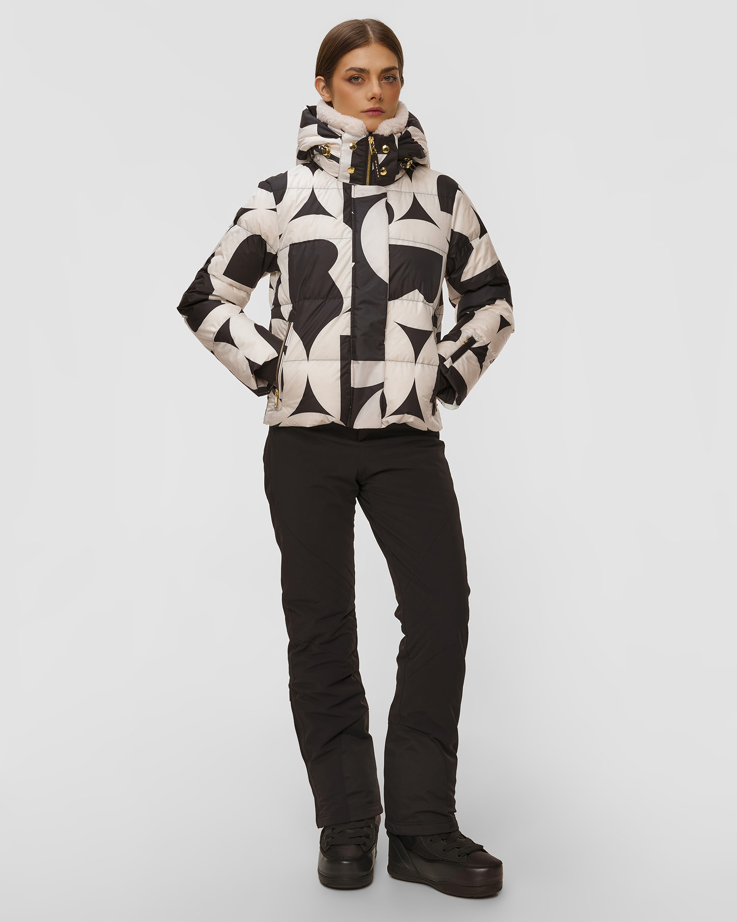 Černobílá dámská prošívaná lyžařská bunda BOGNER Maja