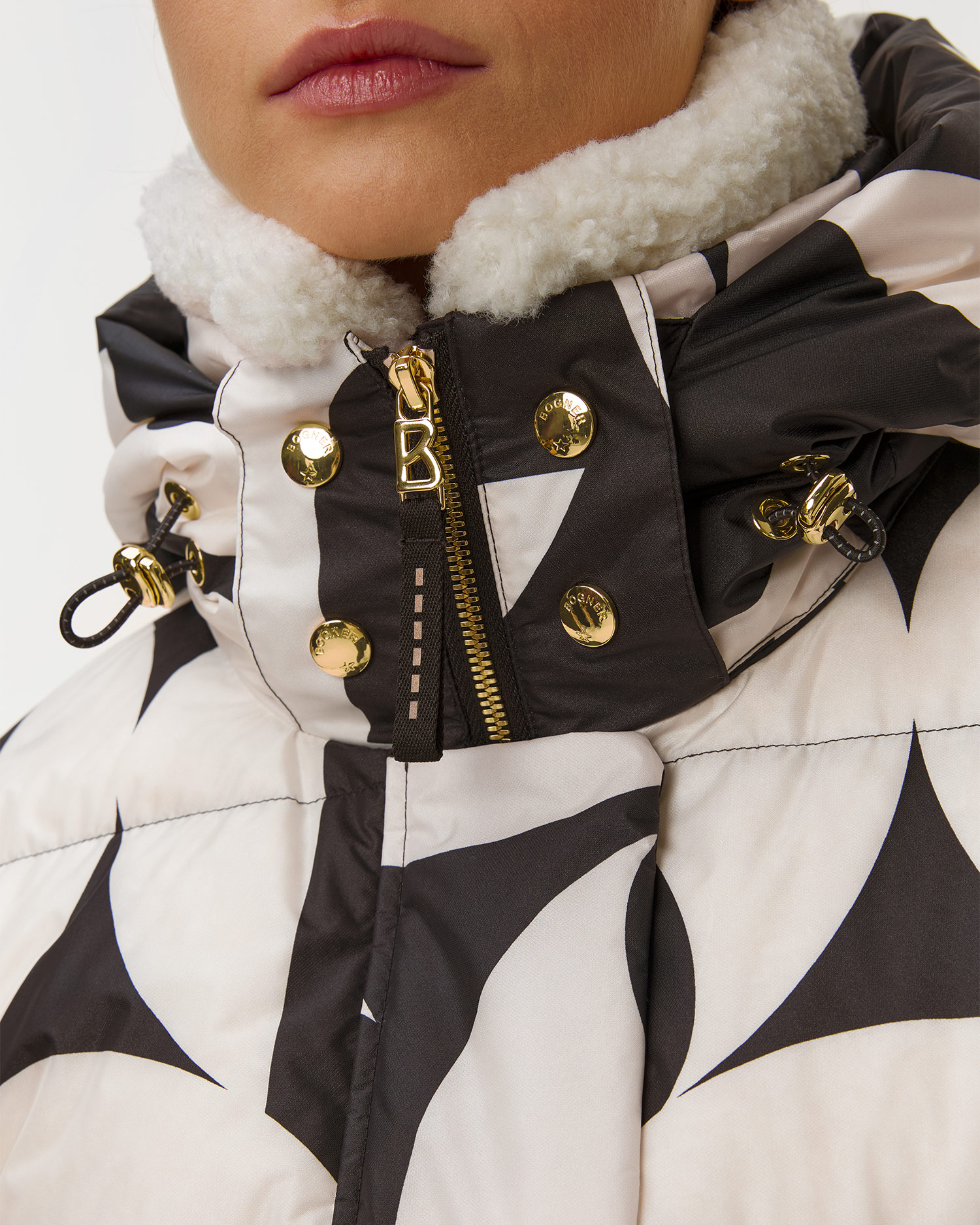 Černobílá dámská prošívaná lyžařská bunda BOGNER Maja