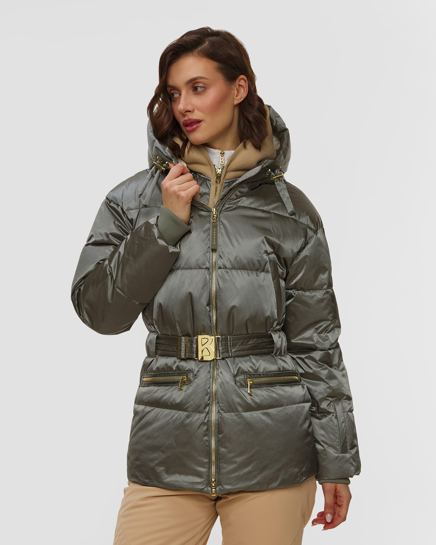 Dámská lyžařská bunda BOGNER Lyra-Ld v olivovém barevném odstínu