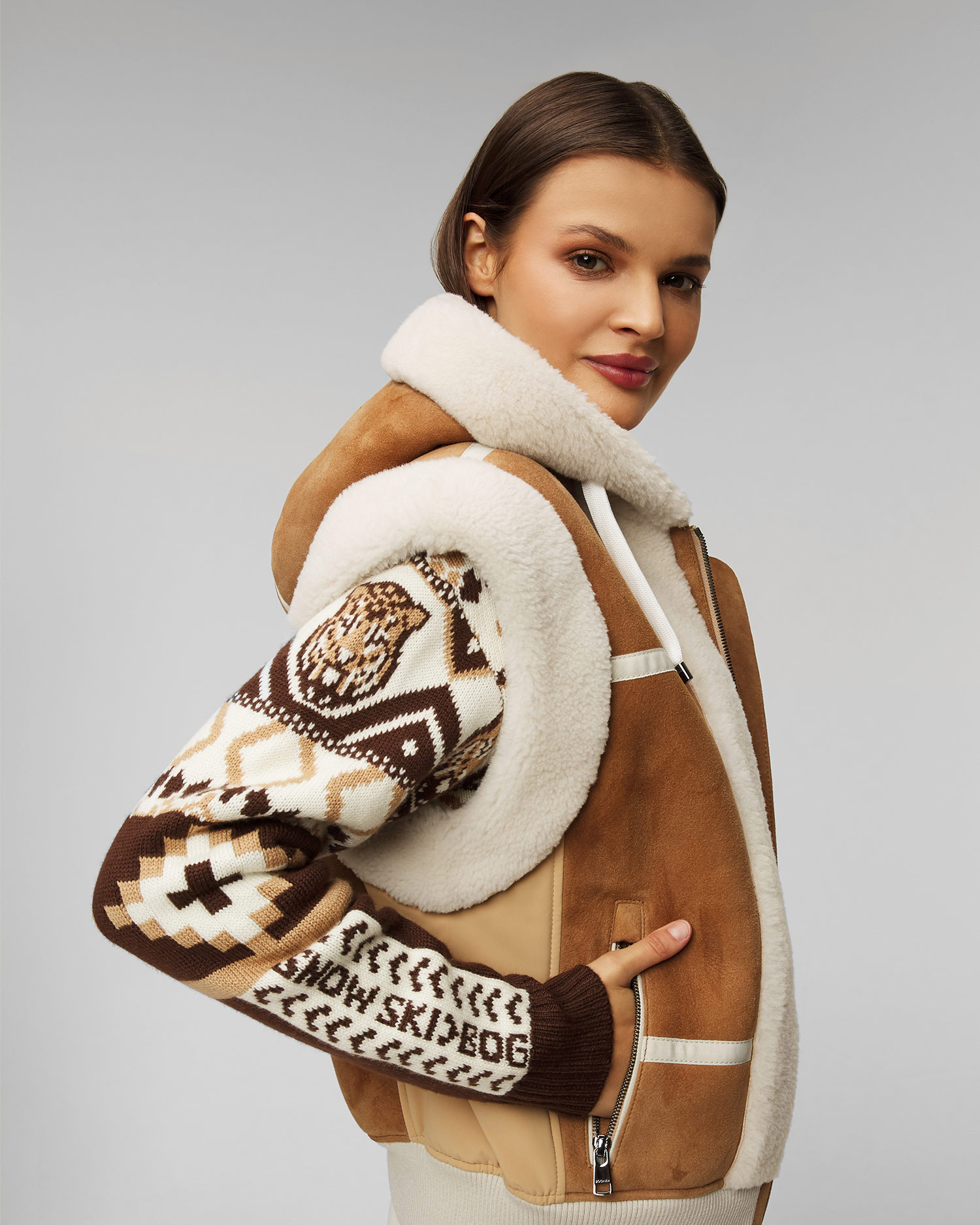 Women s sheepskin waistcoat BOGNER Feli L S portofino
