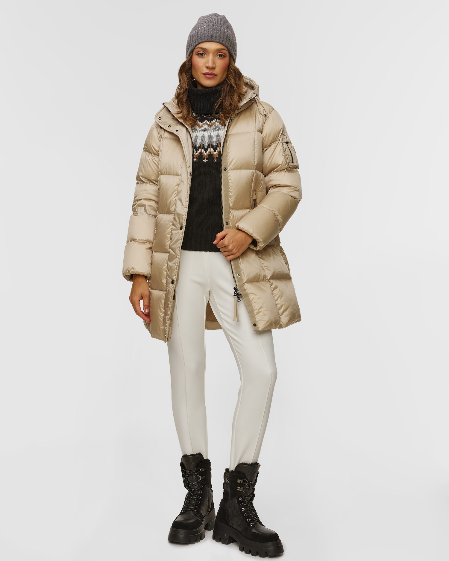 Doudoune longue beige pour femmes BOGNER Fanja D3