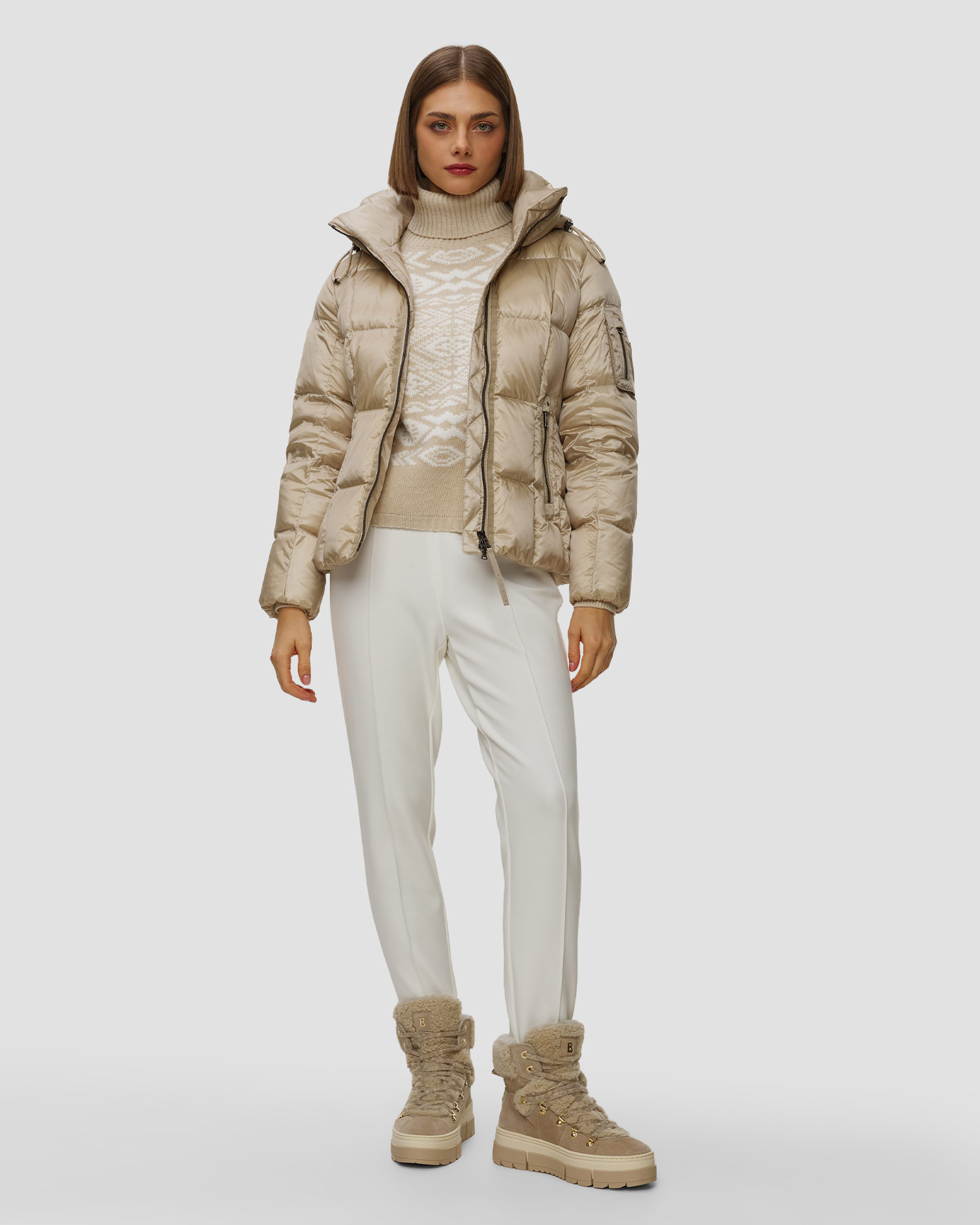 Beżowa kurtka puchowa damska BOGNER Feline
