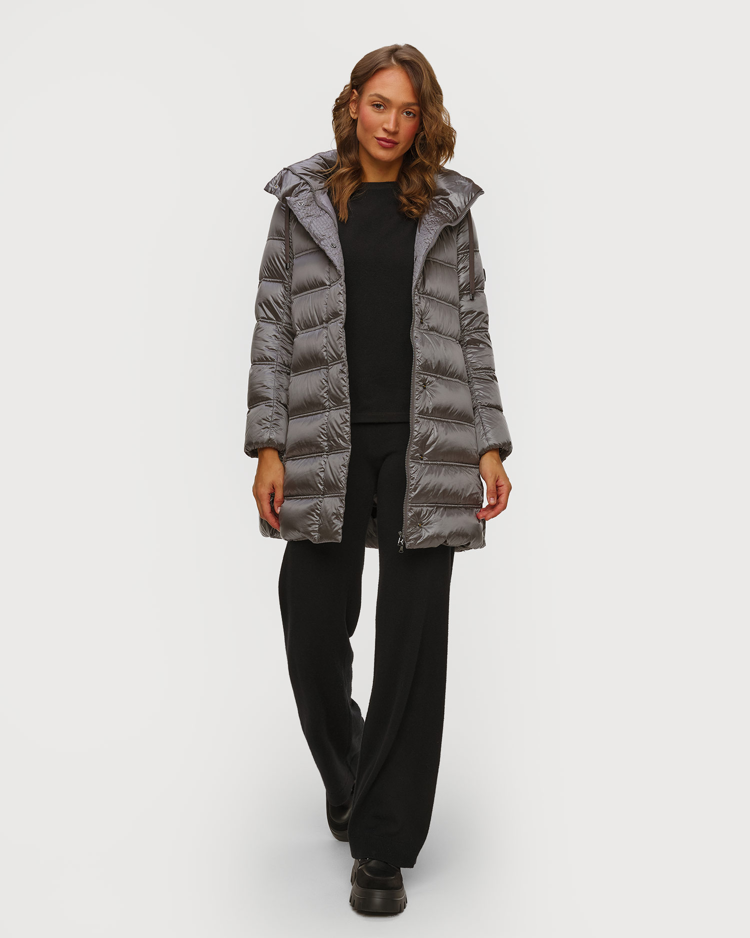 Šedý prošívaný dámský kabát BOGNER Lynn-D5