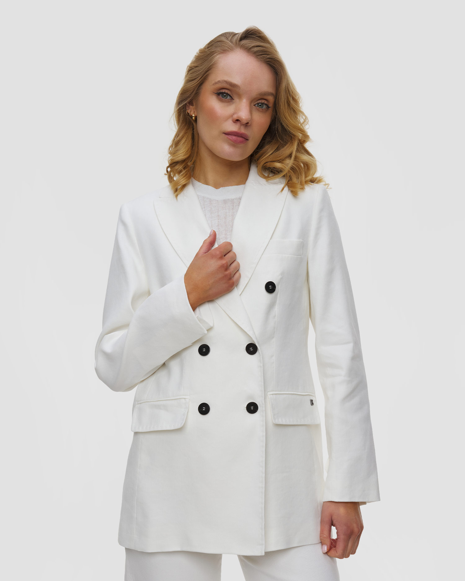 Blazer in lino da donna BOGNER HILLARY-1, Colore/Disegno: Biały