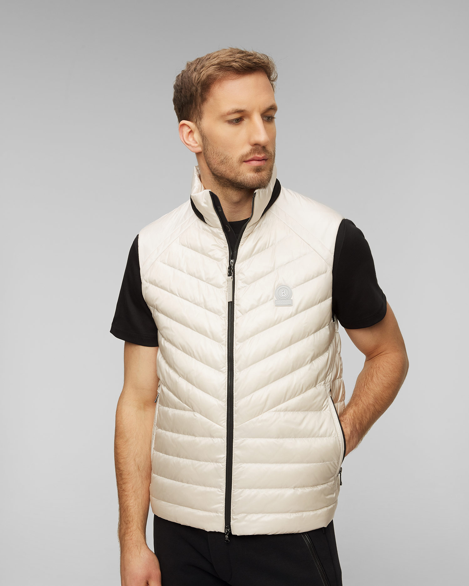 Pánska biela páperová vesta BOGNER Lasse-D2, Farba-Vzor: Biały