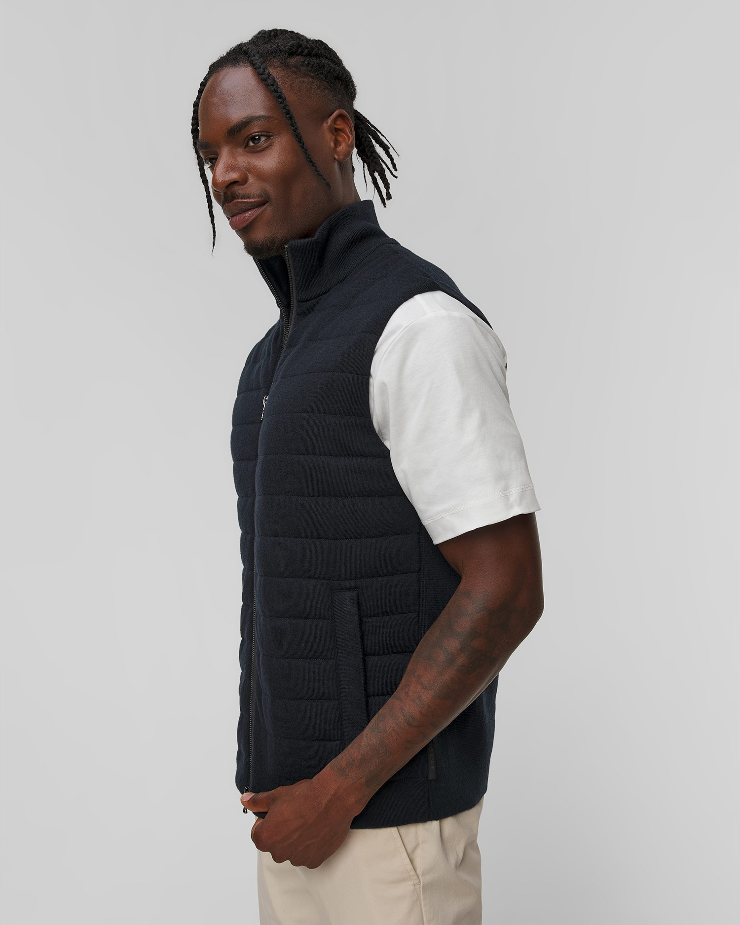 Pánska tmavomodrá vlnená vesta BOGNER Lavin