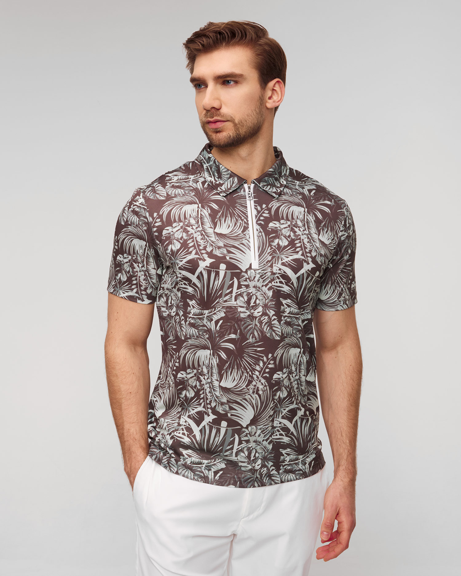 Polo fonctionnel imprimé pour hommes BOGNER Amiro, Couleur: Brązowy,Print