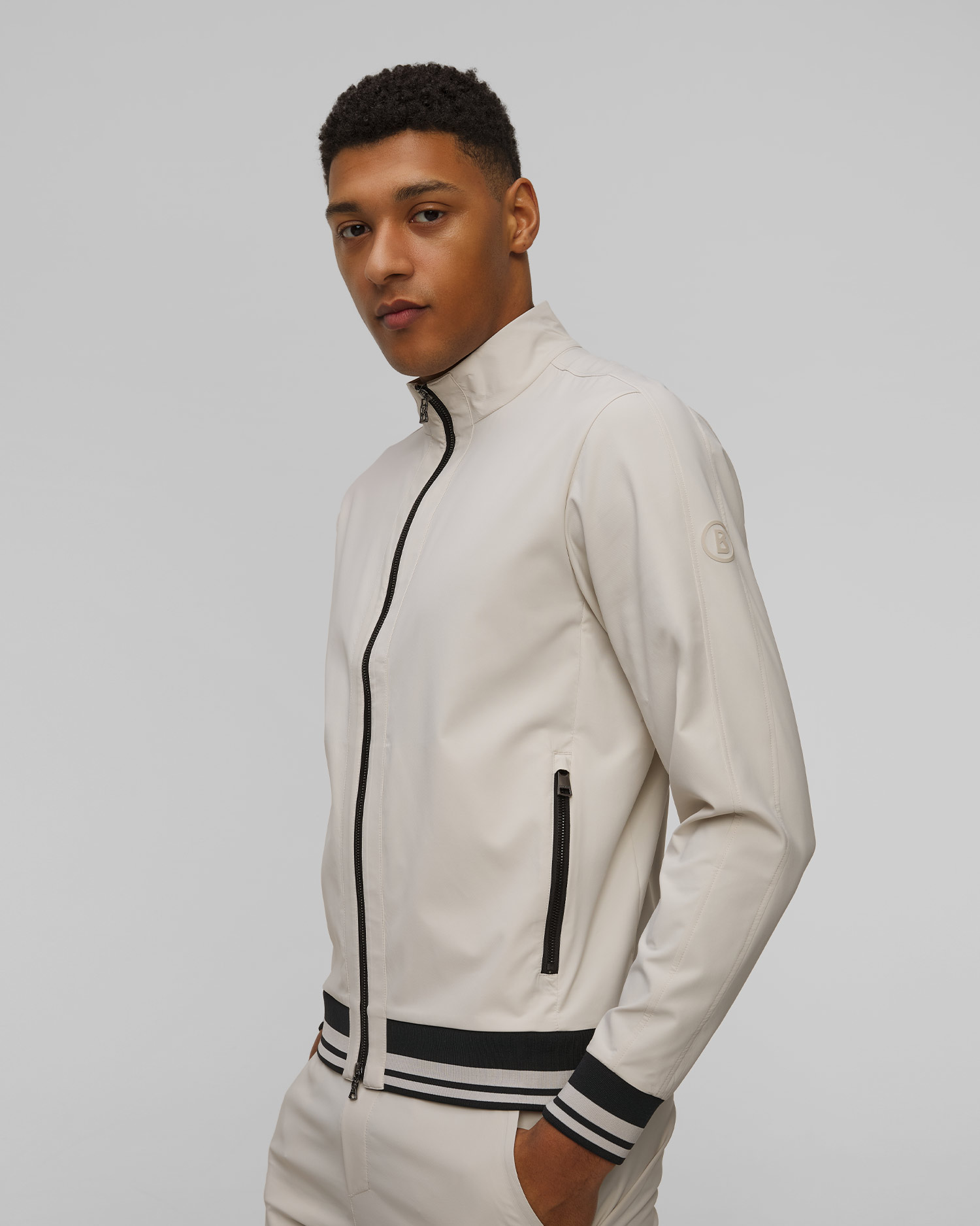 Men's beige zip-up hoodie BOGNER Samael