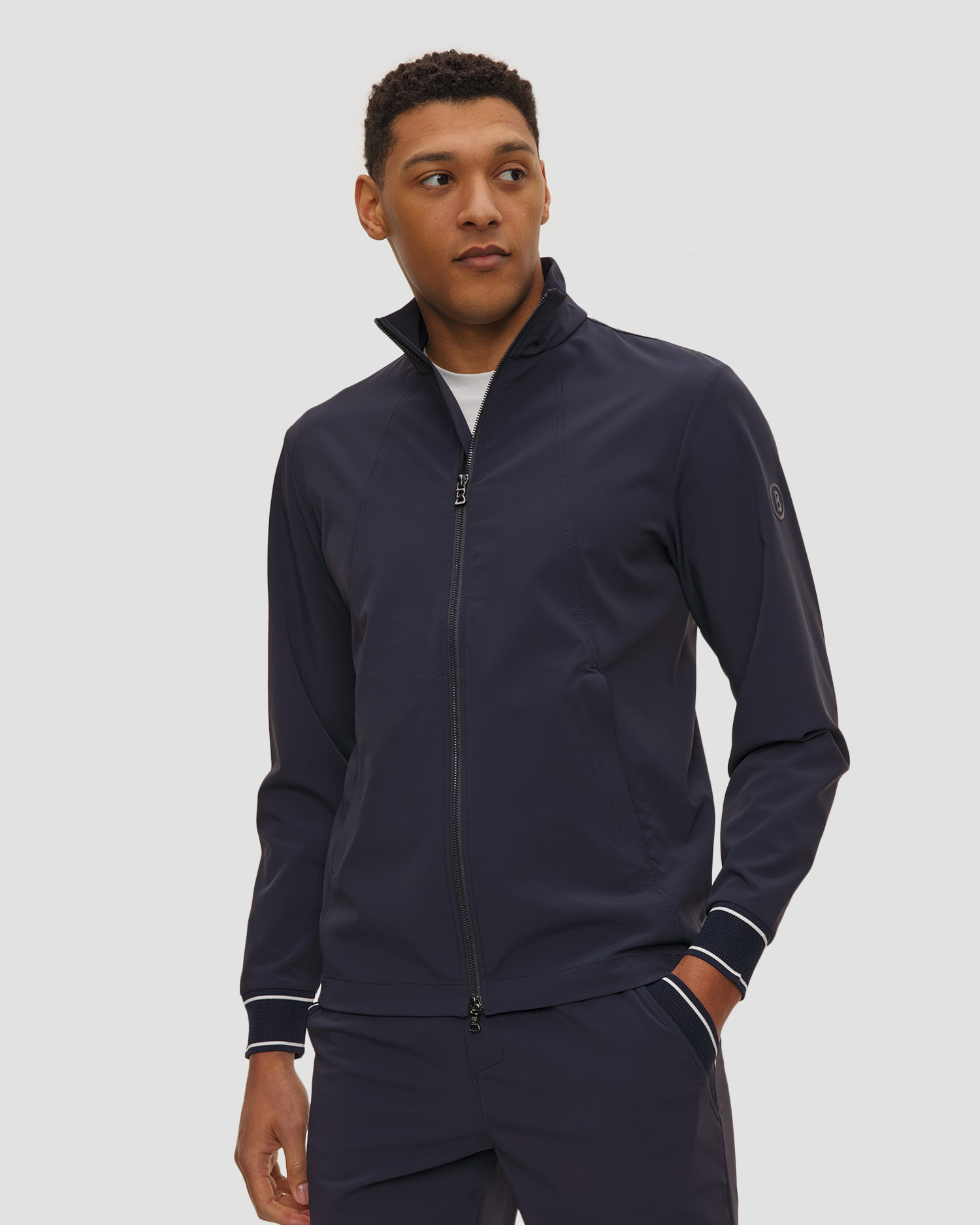 Tmavě modrá pánská mikina na zip BOGNER HOLKE, Barva/Vzor: Granatowy