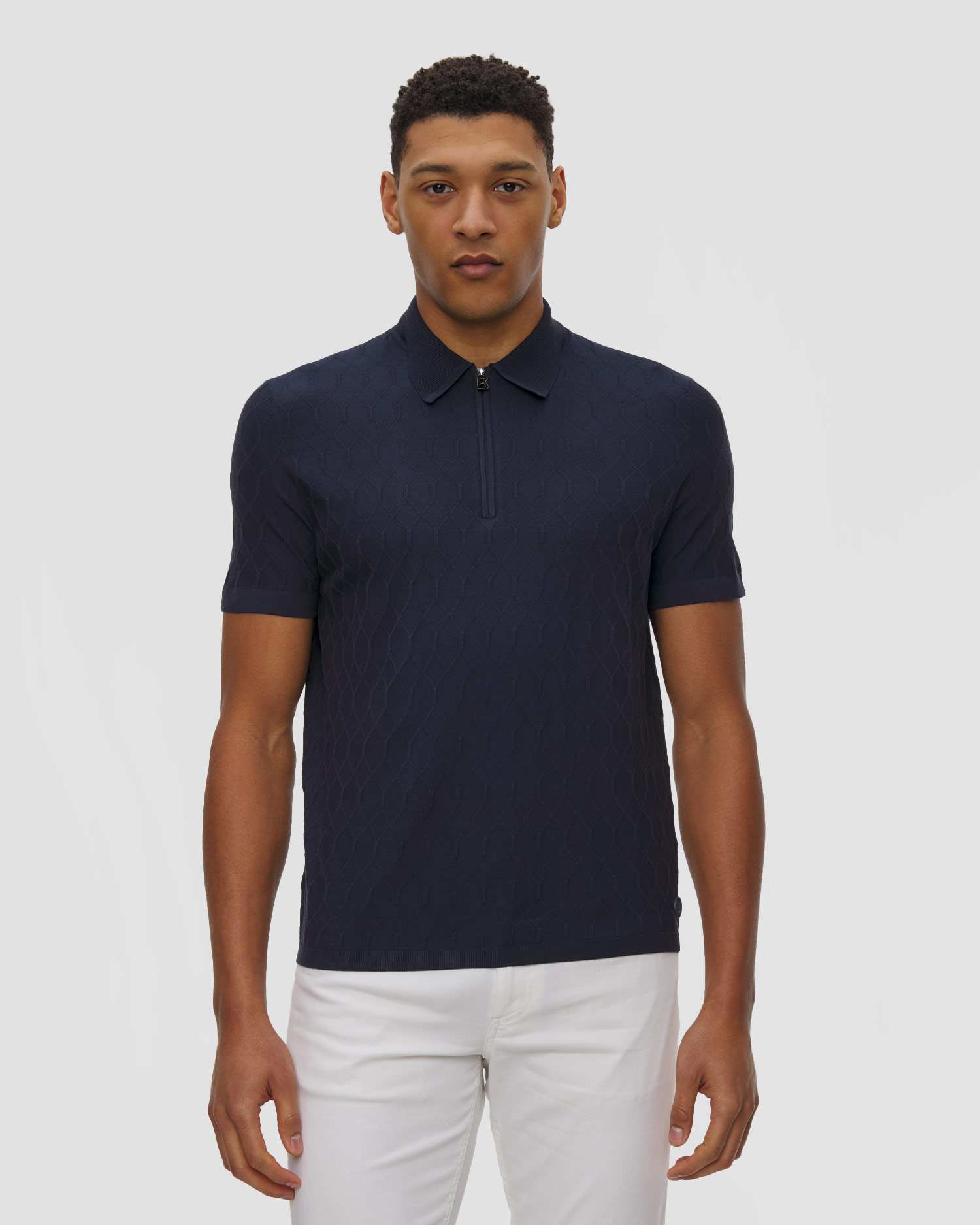 Tmavě modrá pánská polokošile z viskózy BOGNER MAXIM