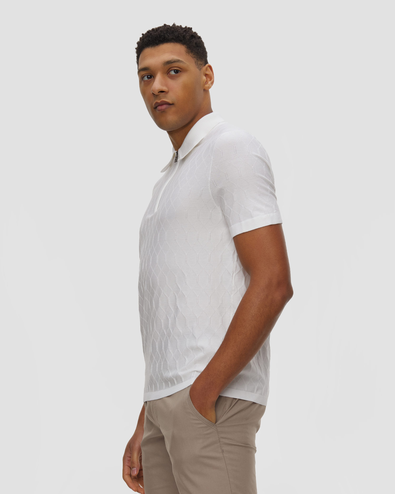 Pánská polokošile z viskózy BOGNER MAXIM v bílé barvě