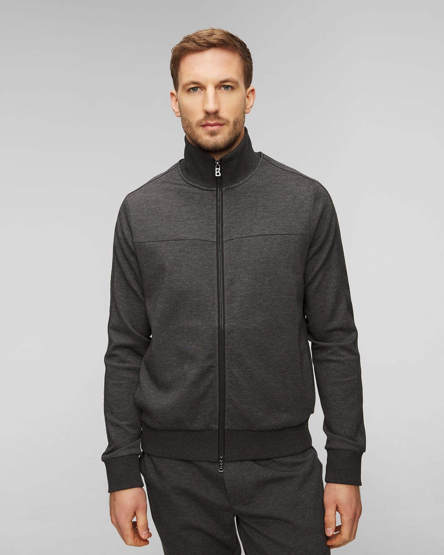 Sweat-shirt zippé gris pour hommes BOGNER Jayden 