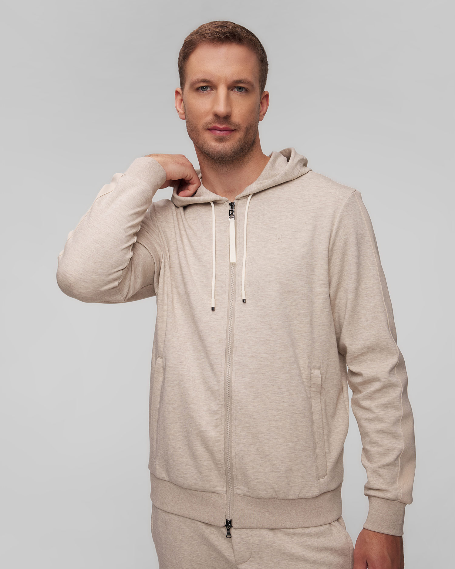 BOGNER Patrick Herren-Sweatshirt mit Reißverschluss in Beige